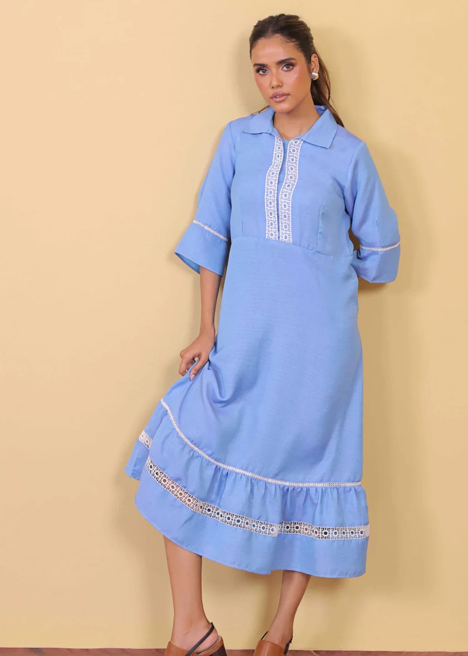 polyester Dress in Sky blue