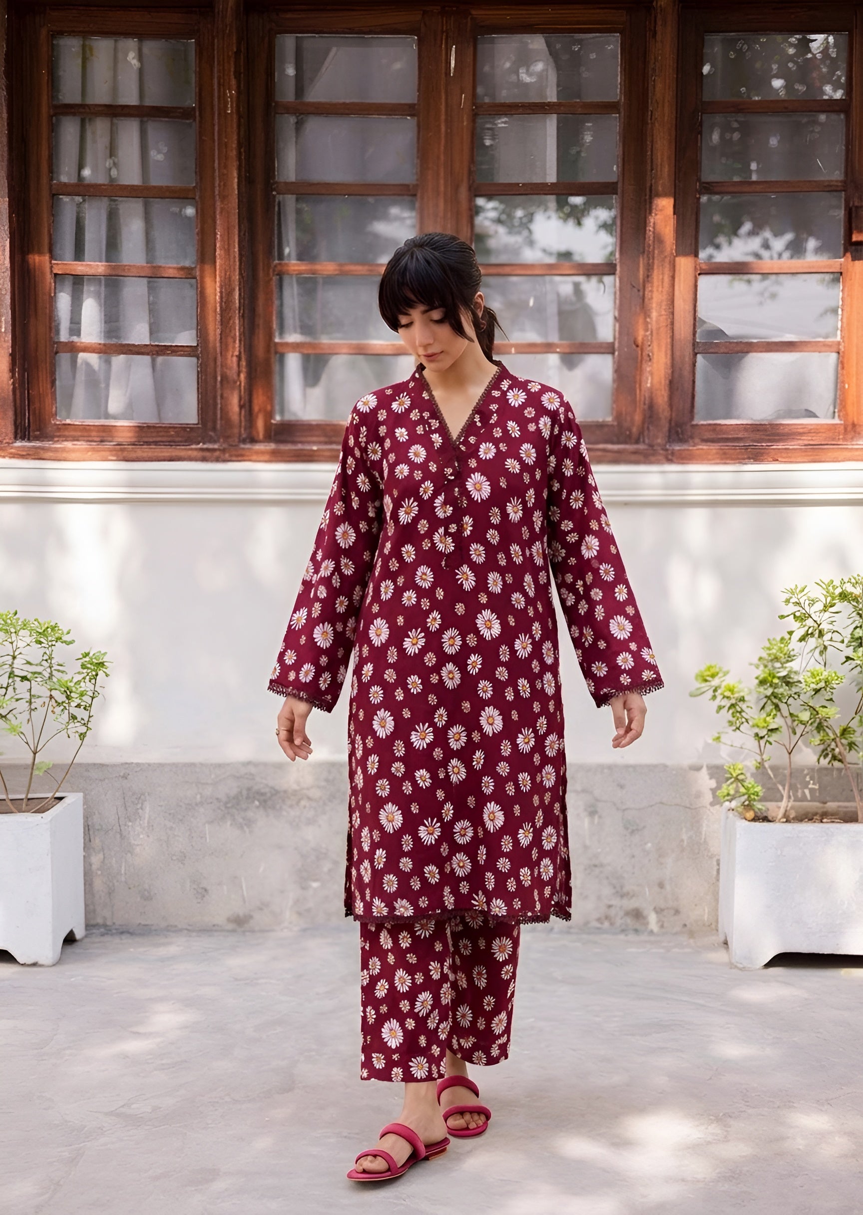 cambric Co Ord Sets in Plum