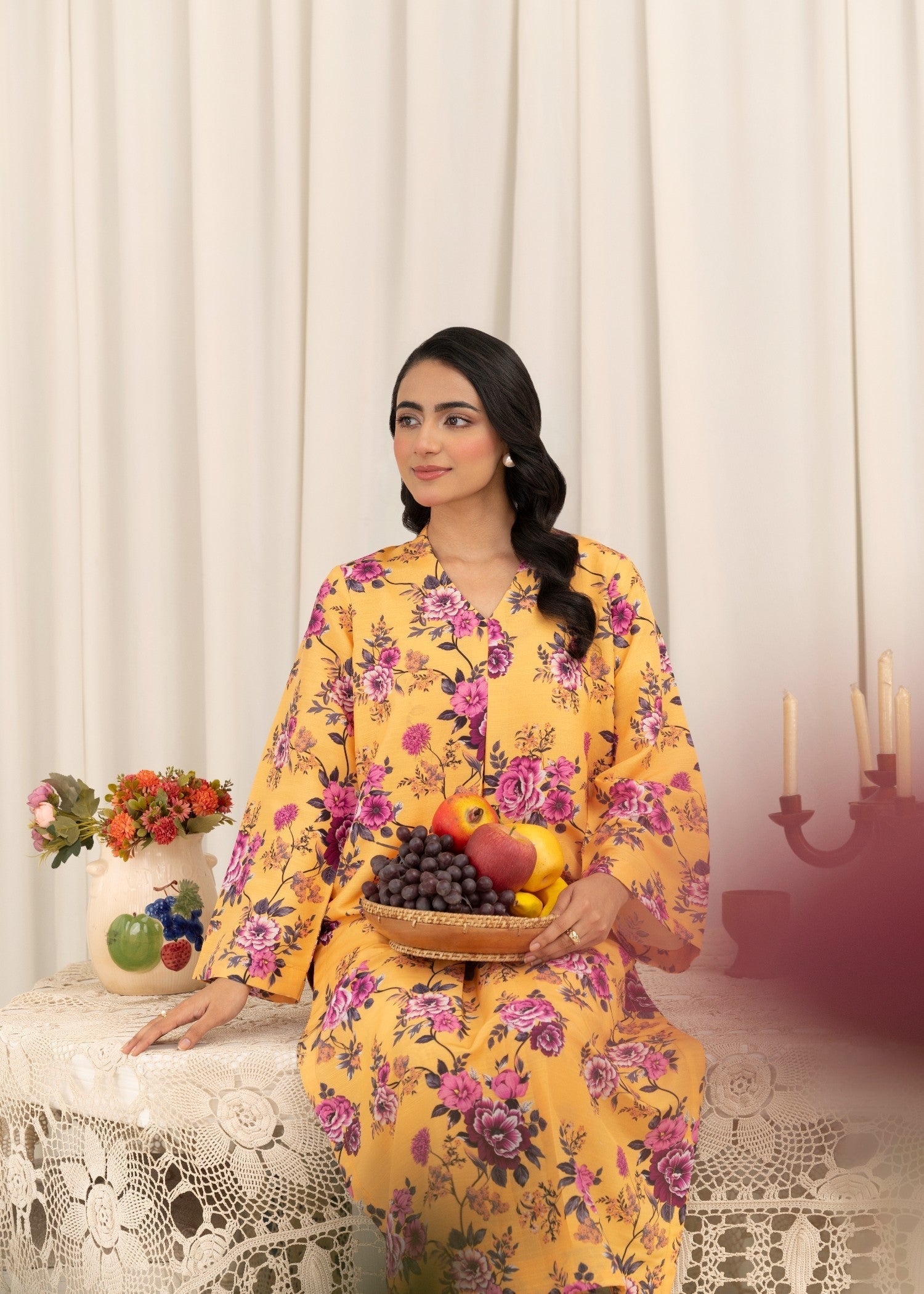 cotton silk Kurta Set in Mustard