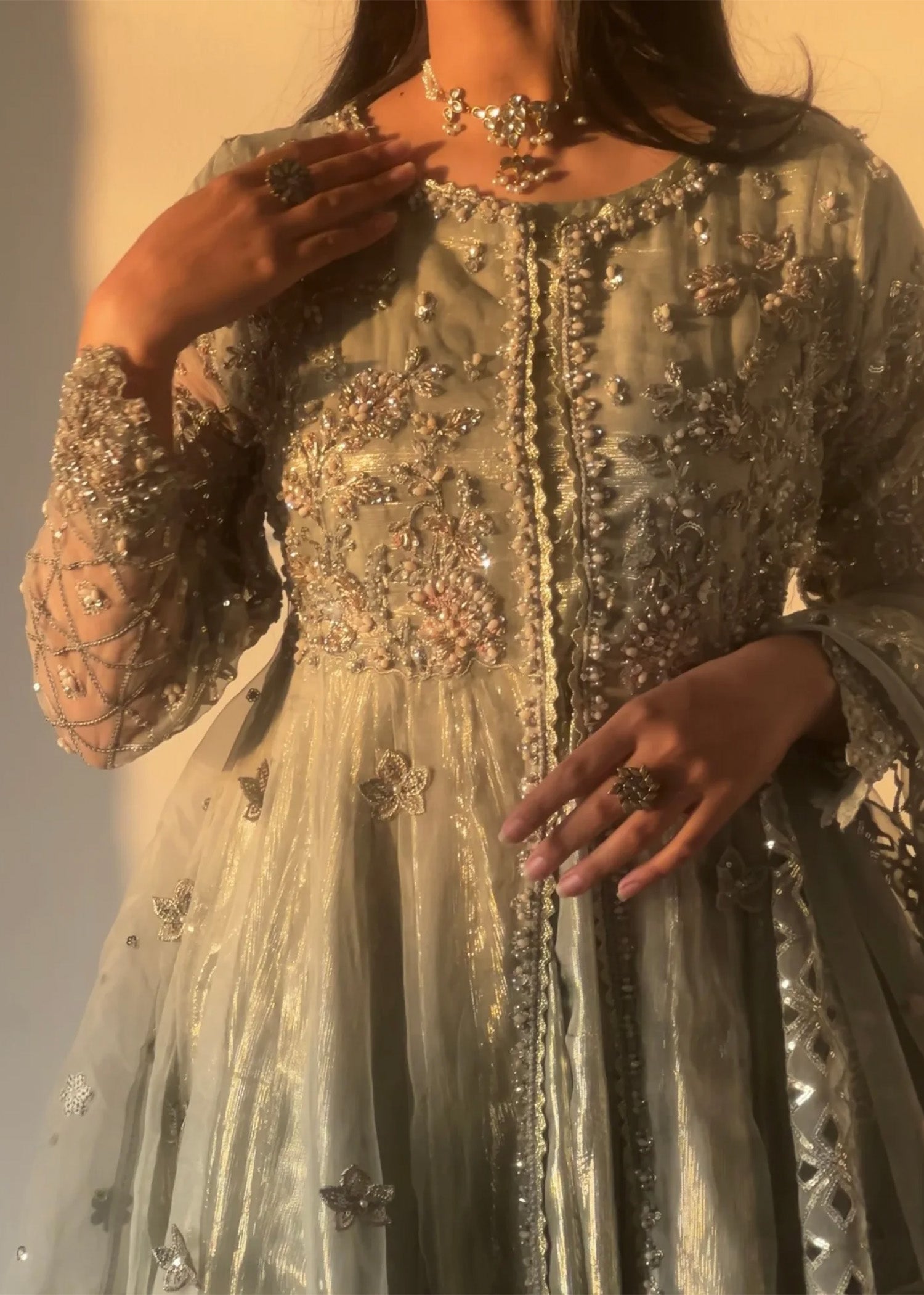 organza Maxi in Pistachio green
