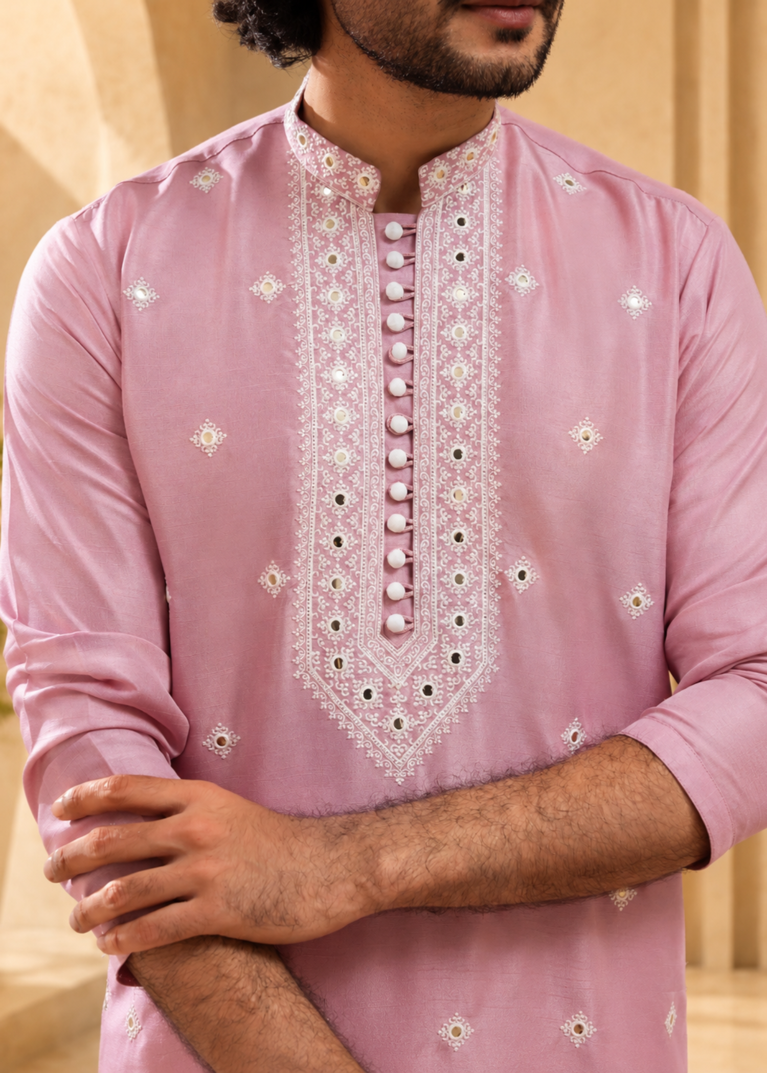 cotton silk Kurta Set in Rose pink