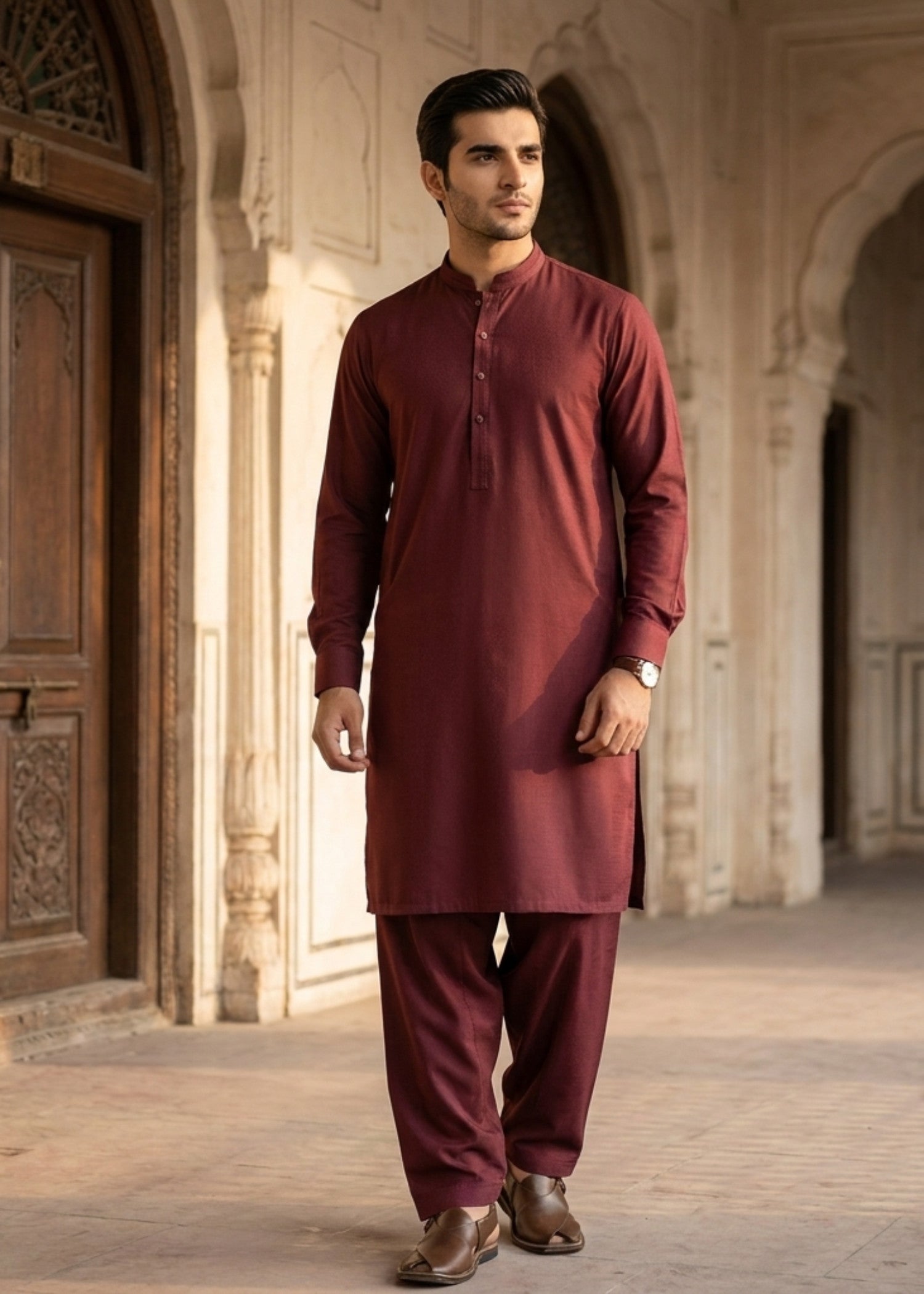 wash & wear Shalwar Kameez in Maroon