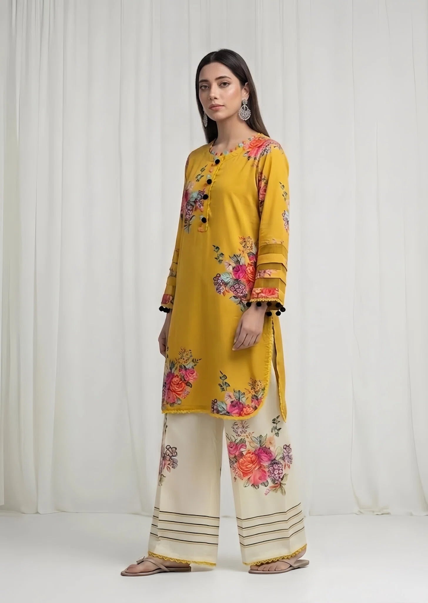 poly silk Kurta Set in Mustard