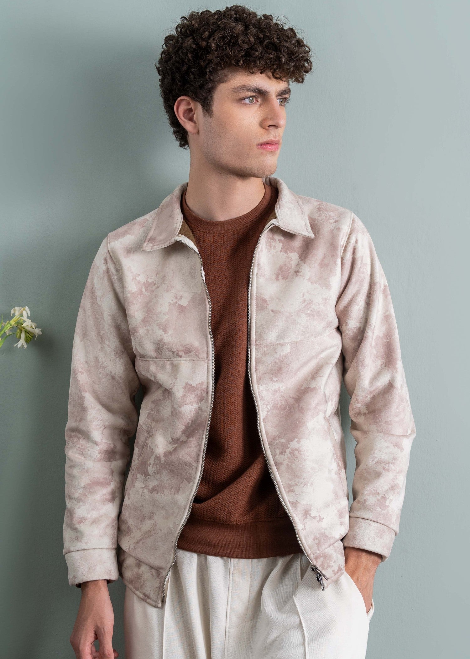 fleece Jacket in Tan brown