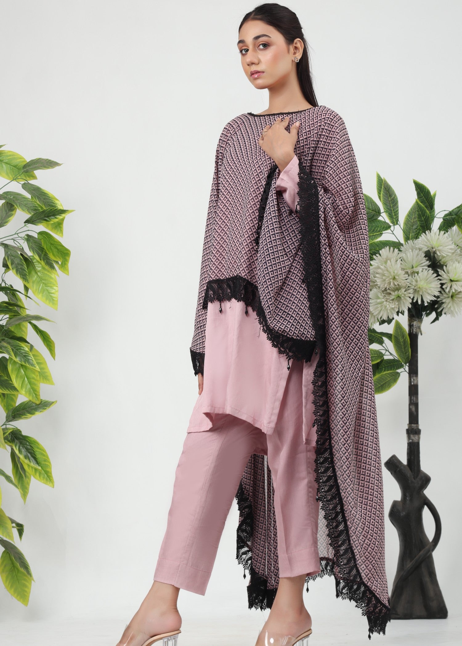 viscose Kaftan in Pink