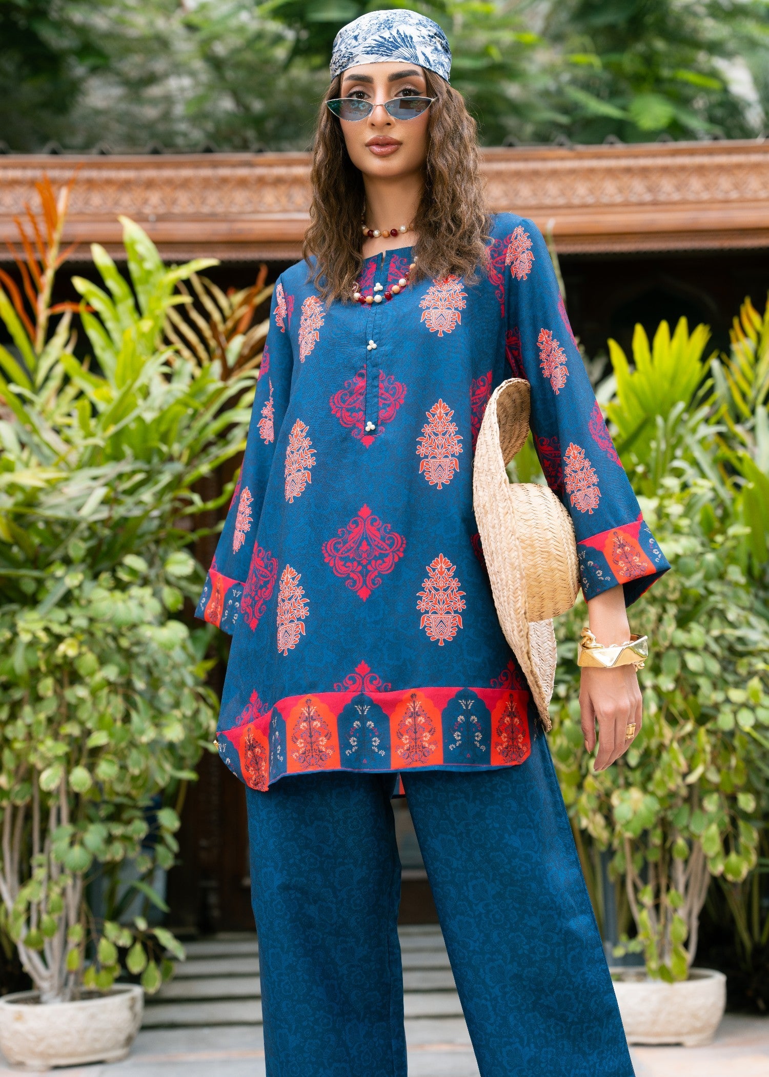 poly lawn Co ord Sets in Cobalt blue