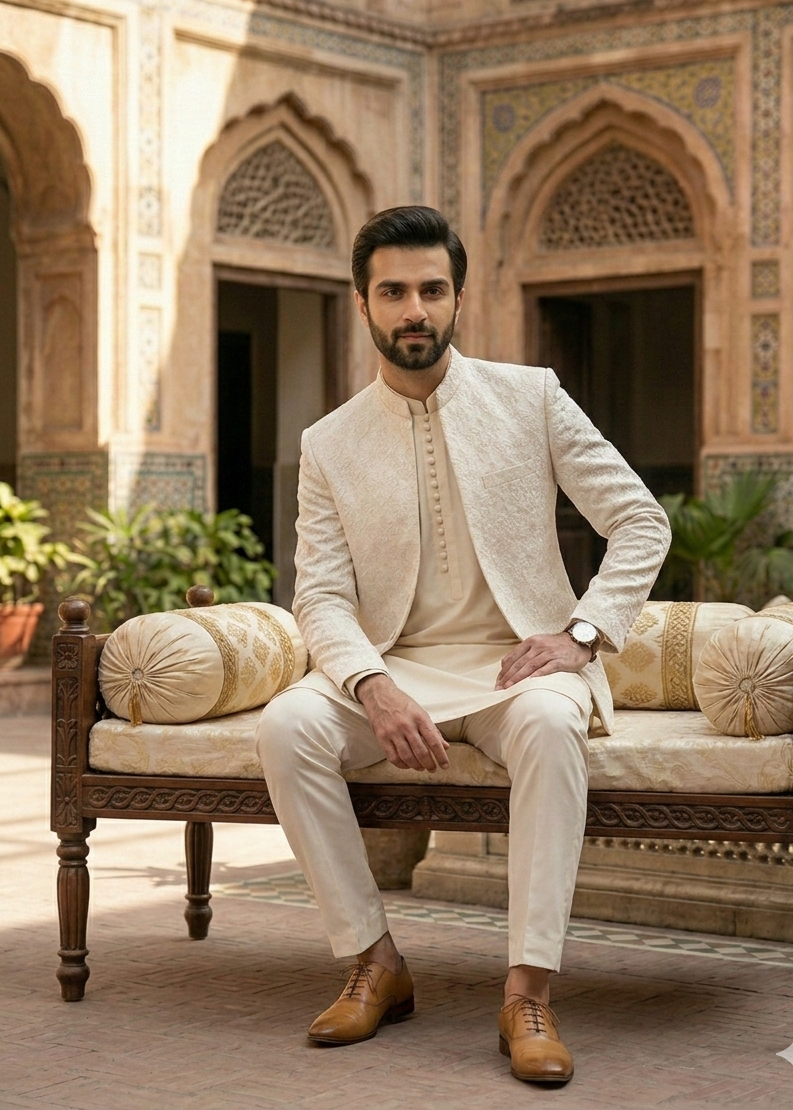silk Prince Coat in White
