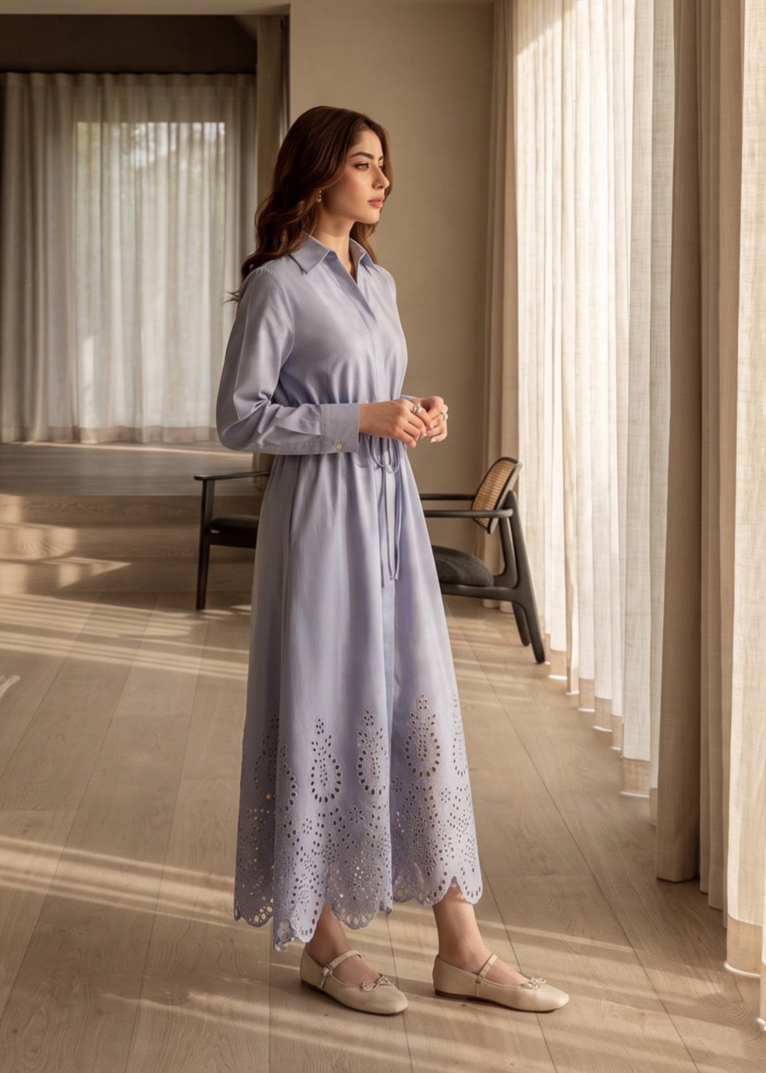 cotton Dress in Duck egg grey