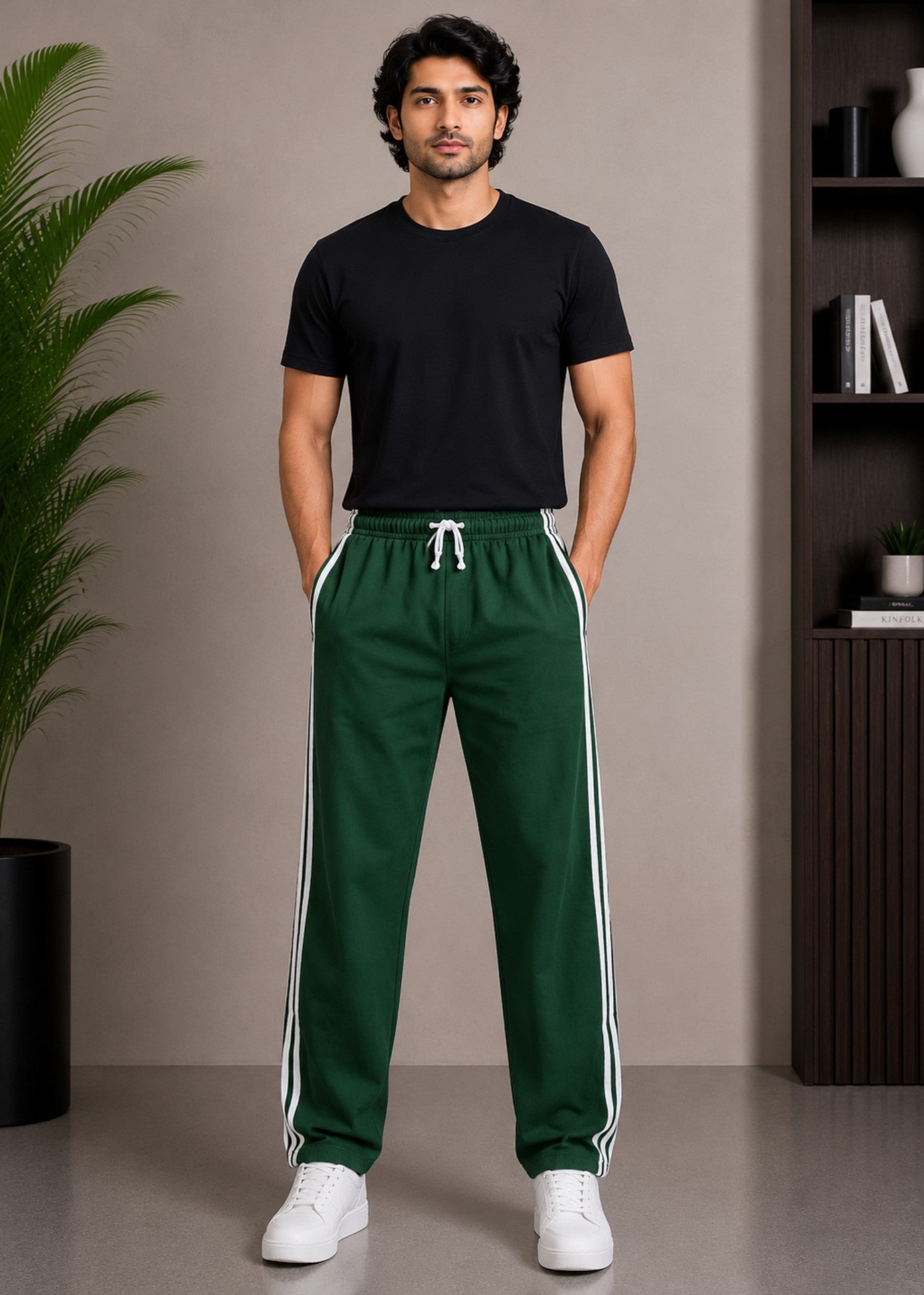 cotton Trousers in Dark green