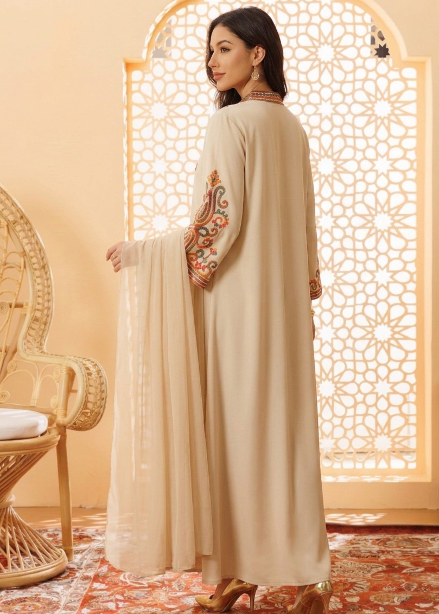 linen Kaftan in Beige