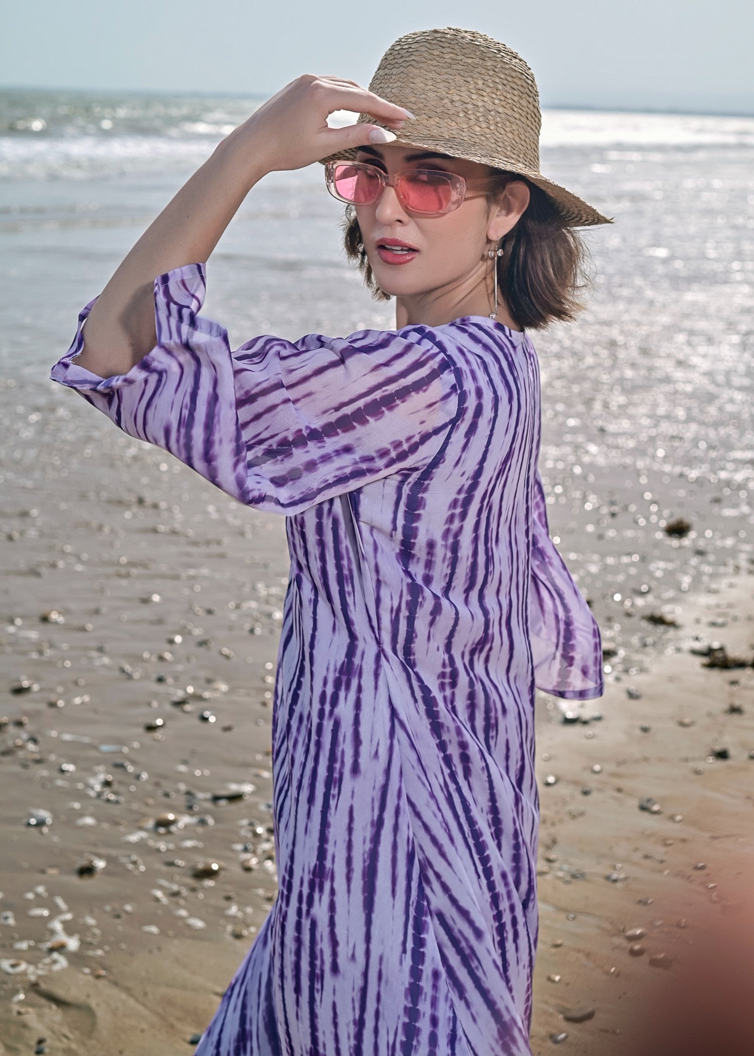 chiffon Dress in Purple