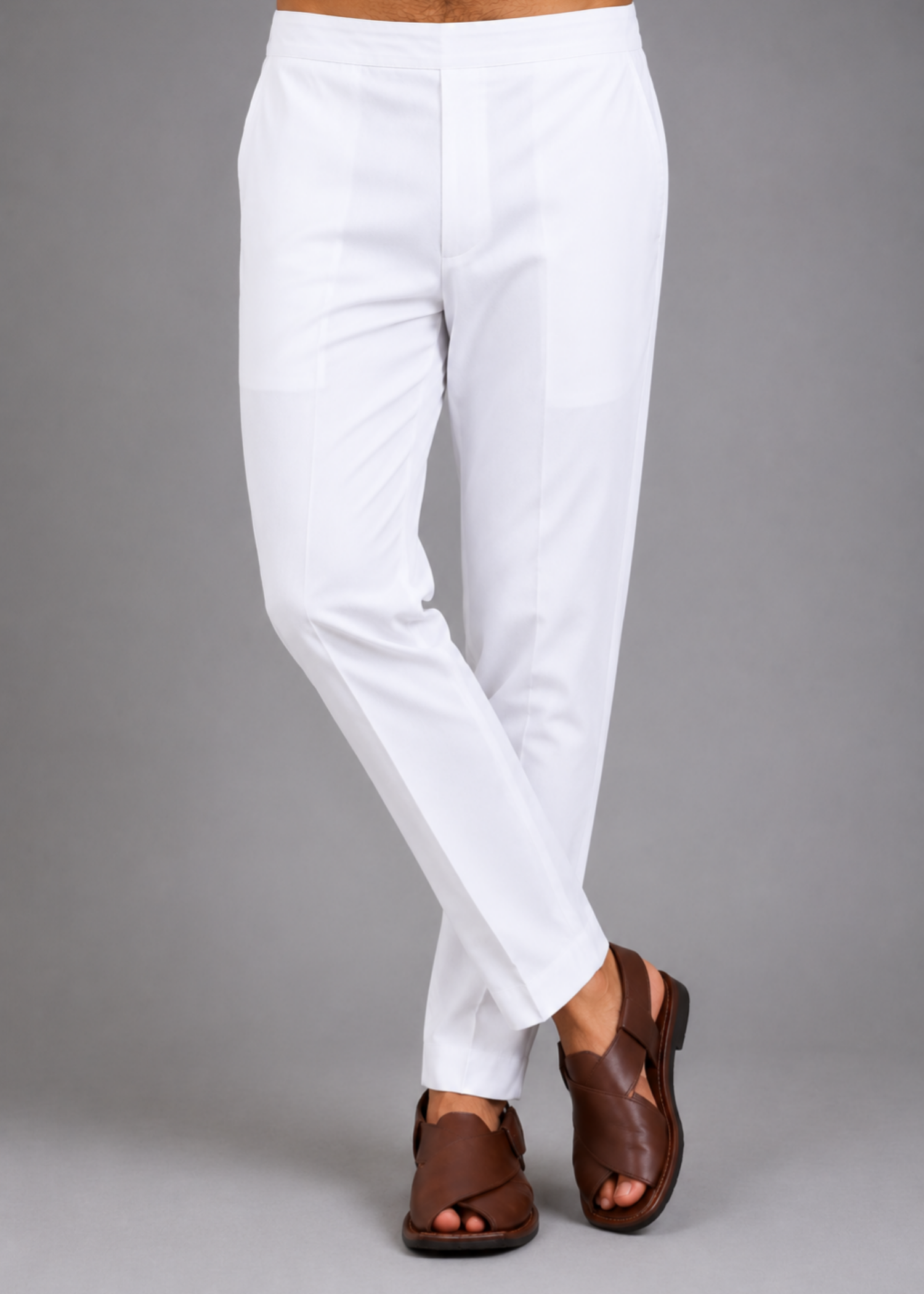 cotton Trousers in White by Hassan Jee Men