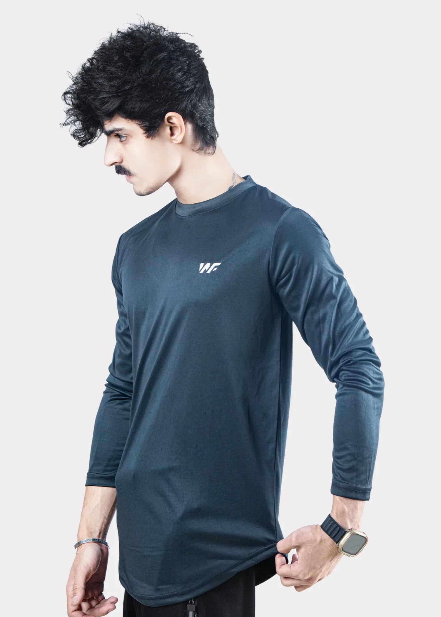 fleece T Shirt in Smoke grey