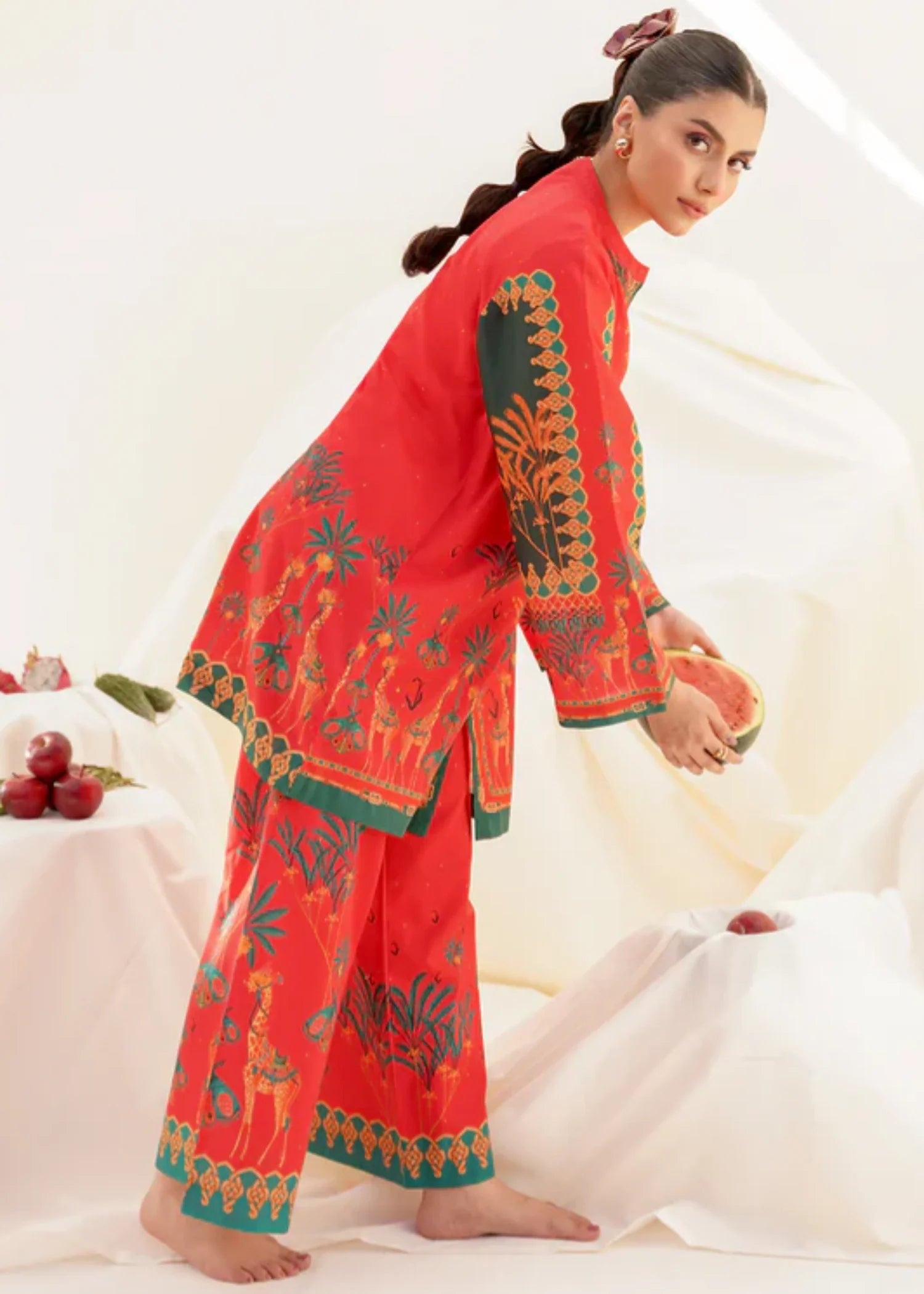 cambric Co Ord Sets in Cherry red