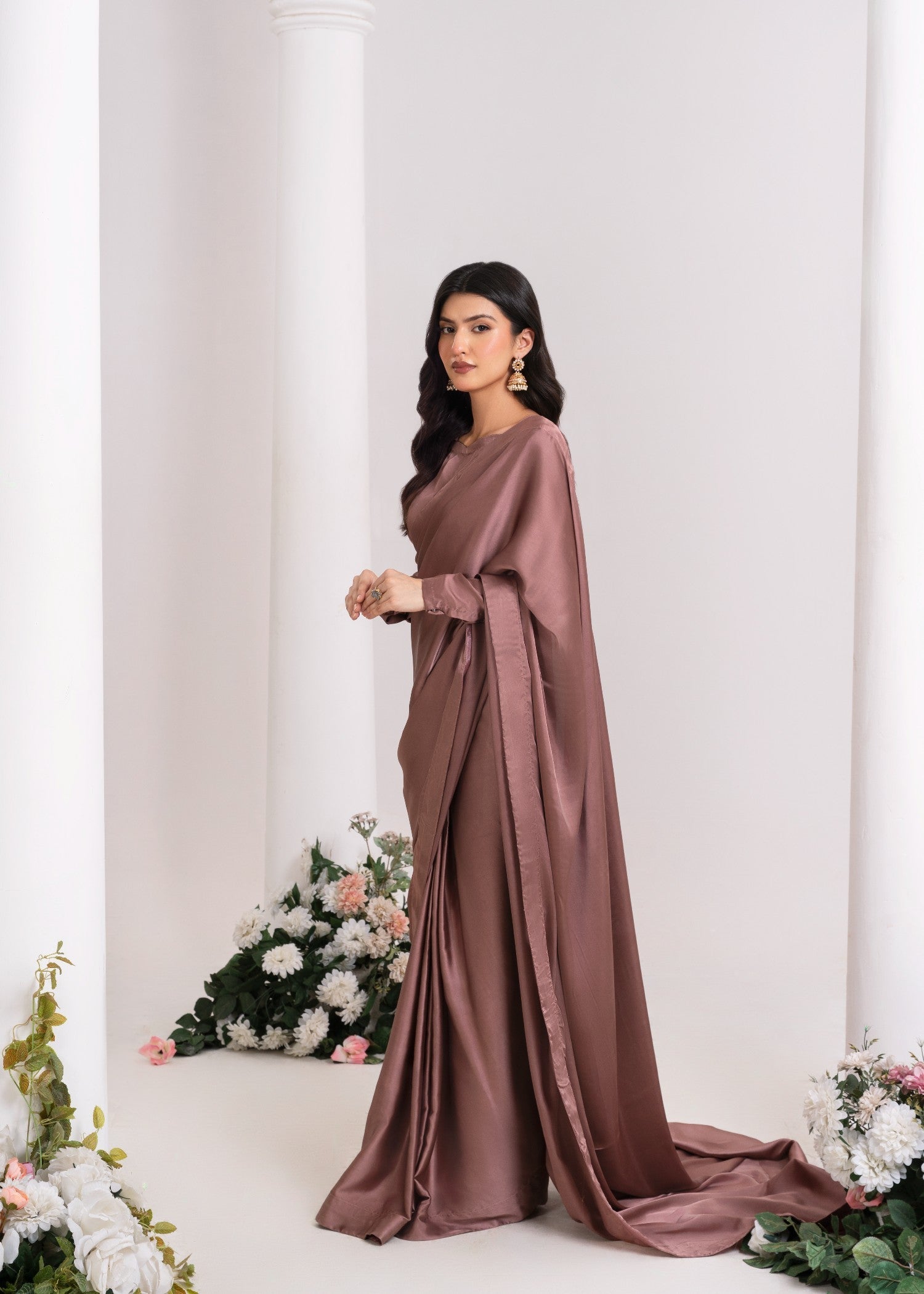 silk Saree in Mauve pink