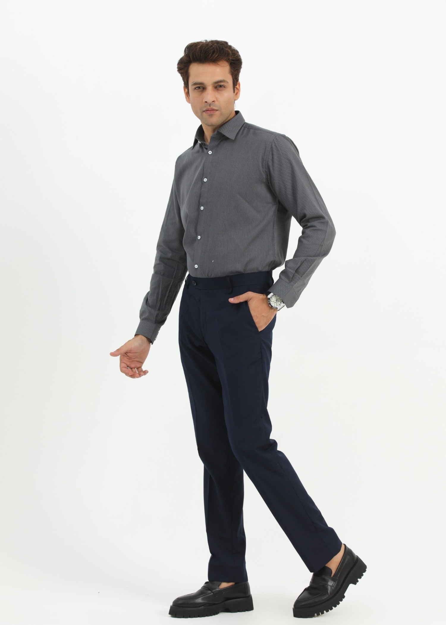 cotton Formal Shirt in Slate grey