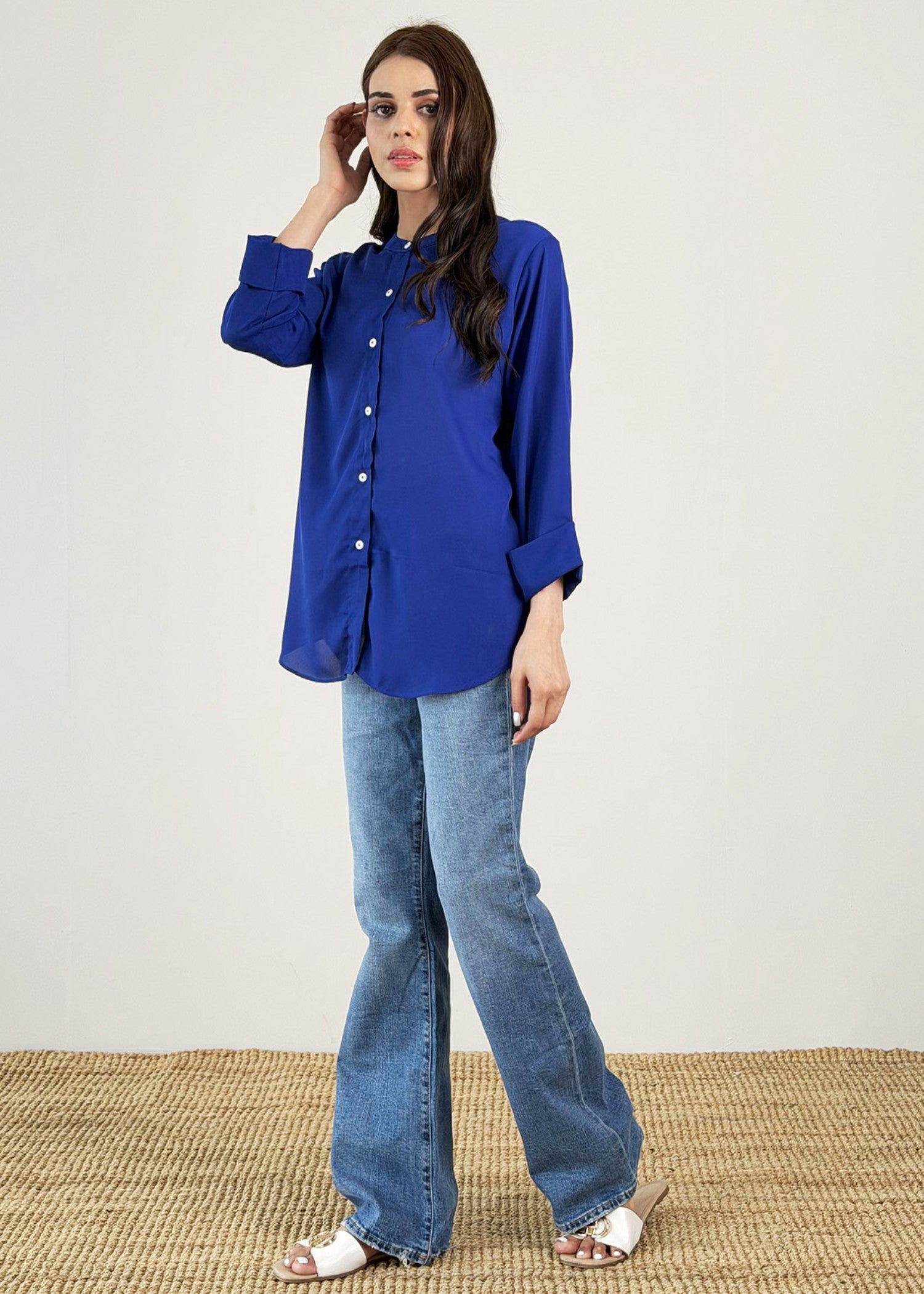georgette Top in Sapphire blue