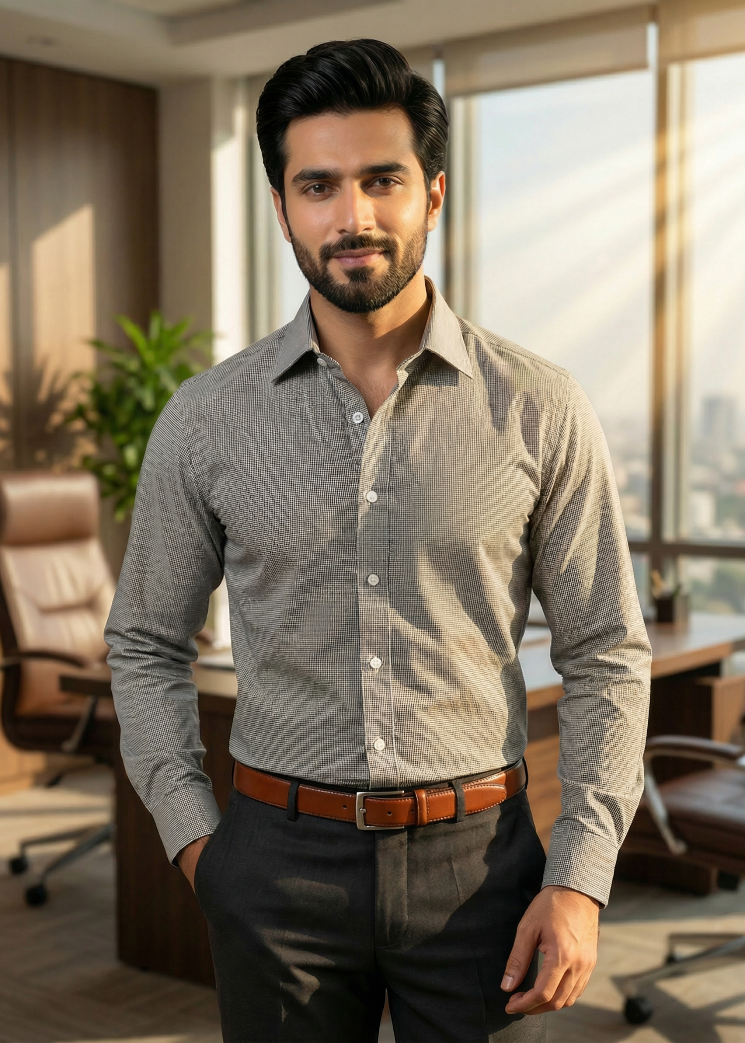 cotton Formal Shirt in Graphite