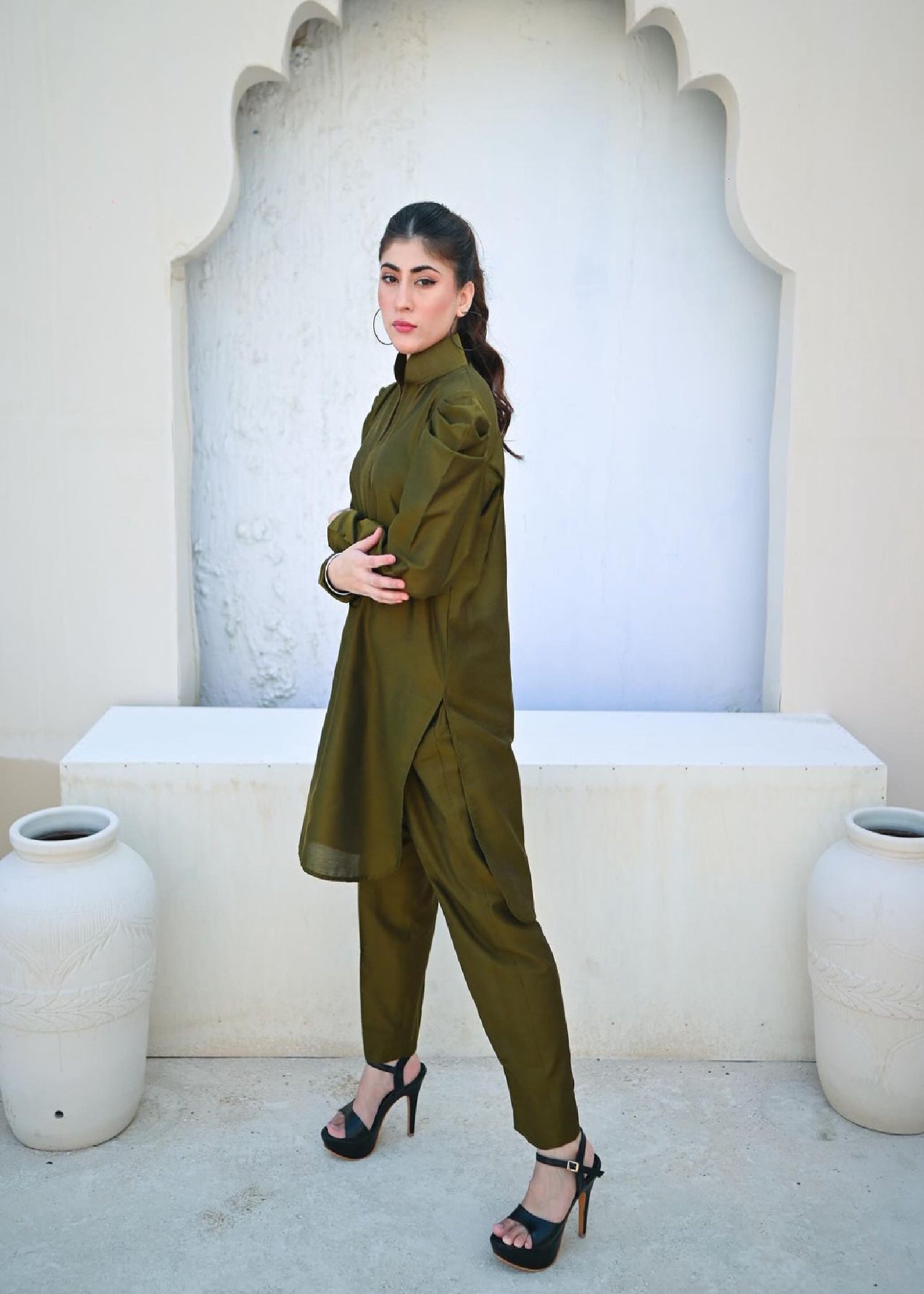 cotton Co Ord Sets in Olive green