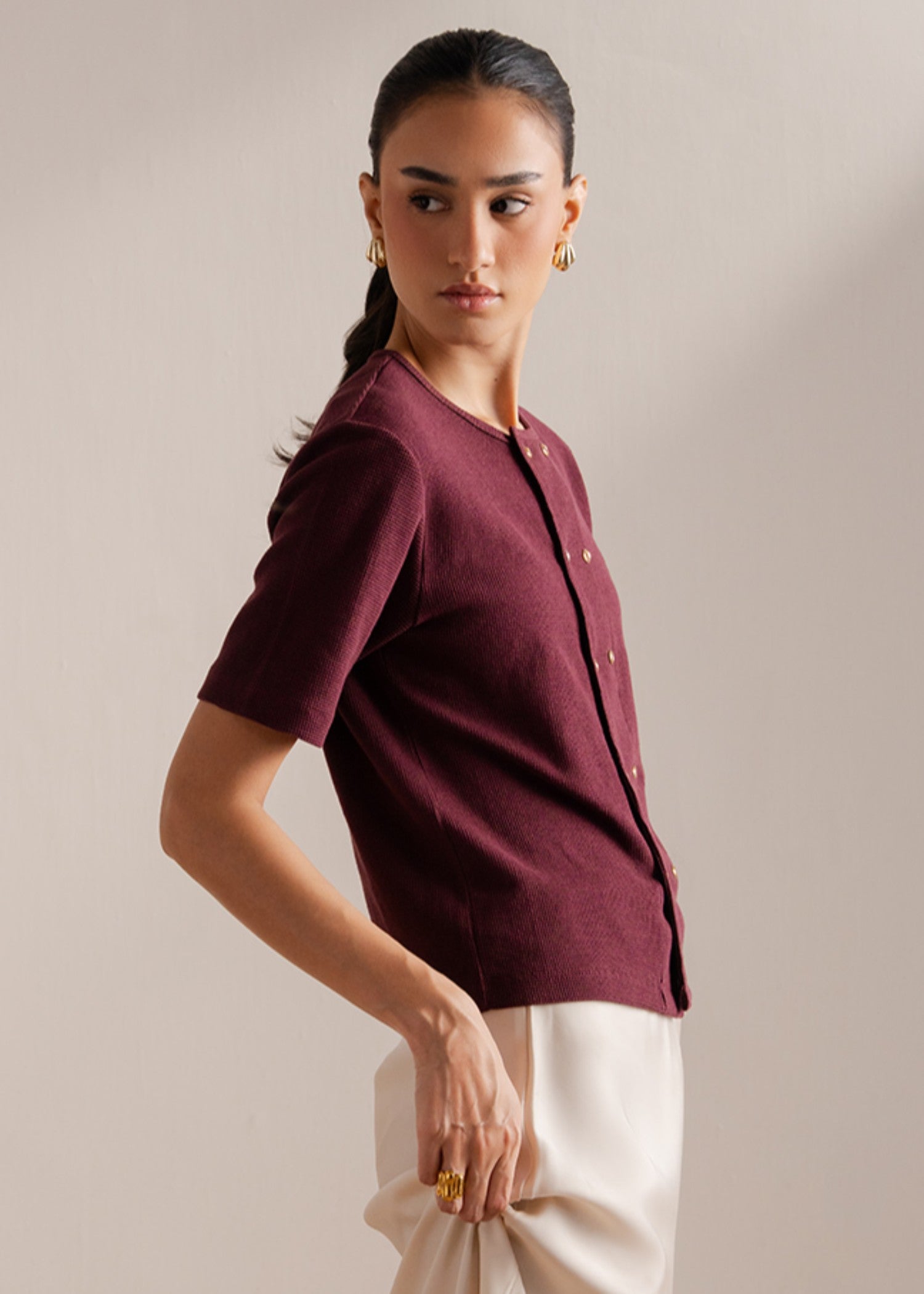 cotton Cardigan in Brown