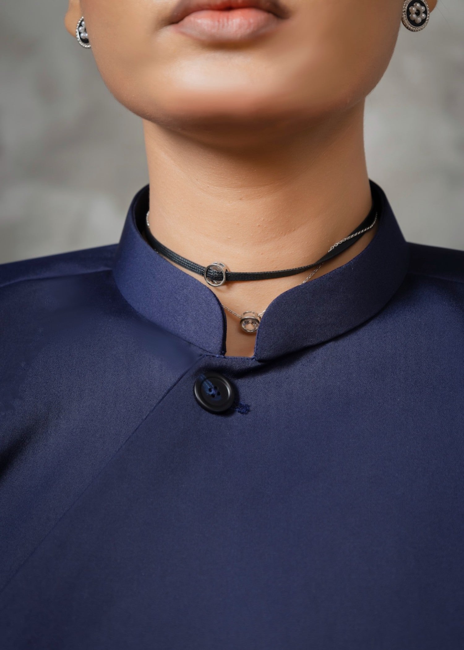 twill cotton Top in Navy blue