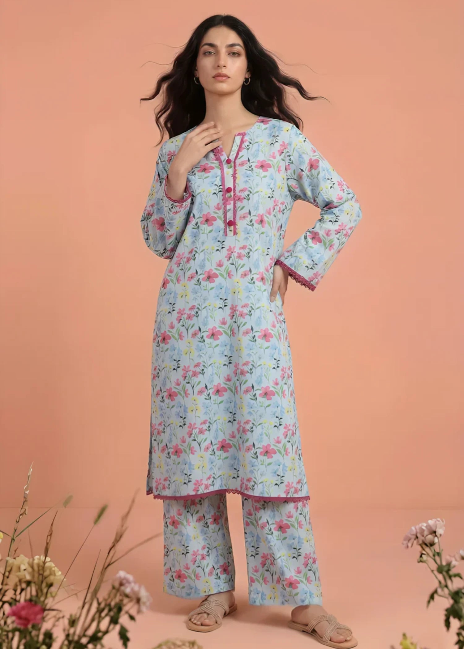 cambric Co Ord Sets in Sky blue