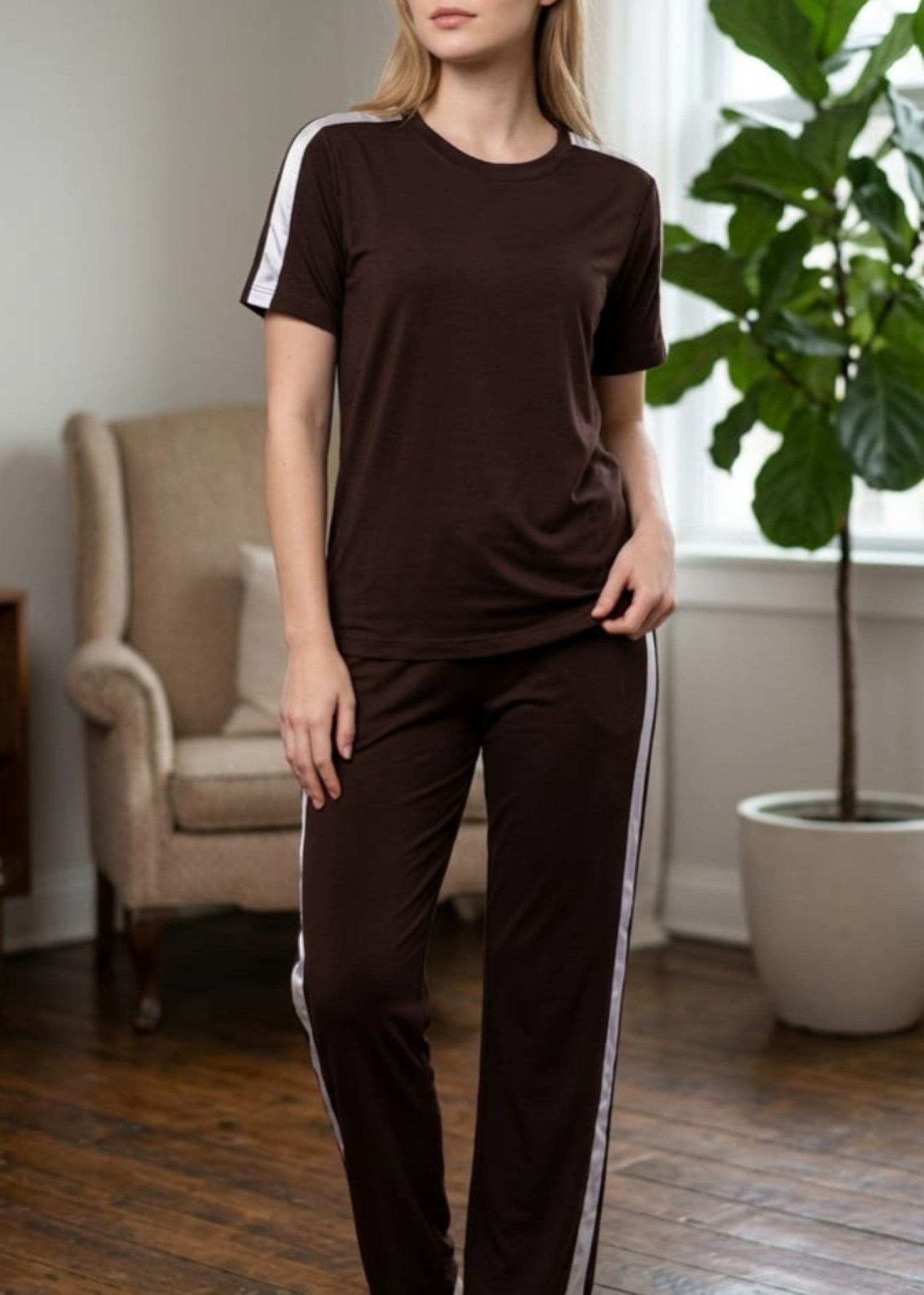 interlock knit Tracksuit in Dark brown