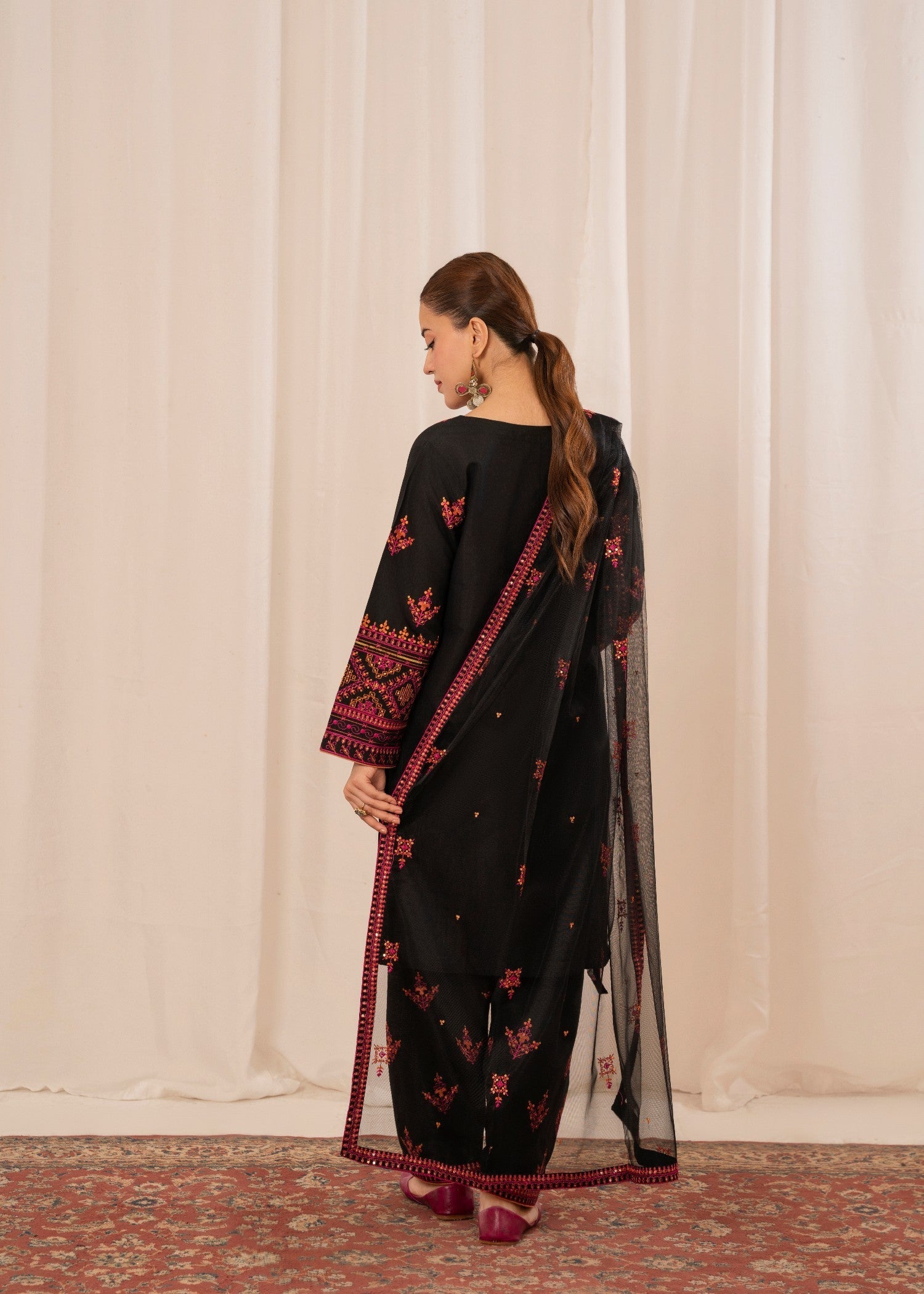 cotton viscose Kurta Set in Black