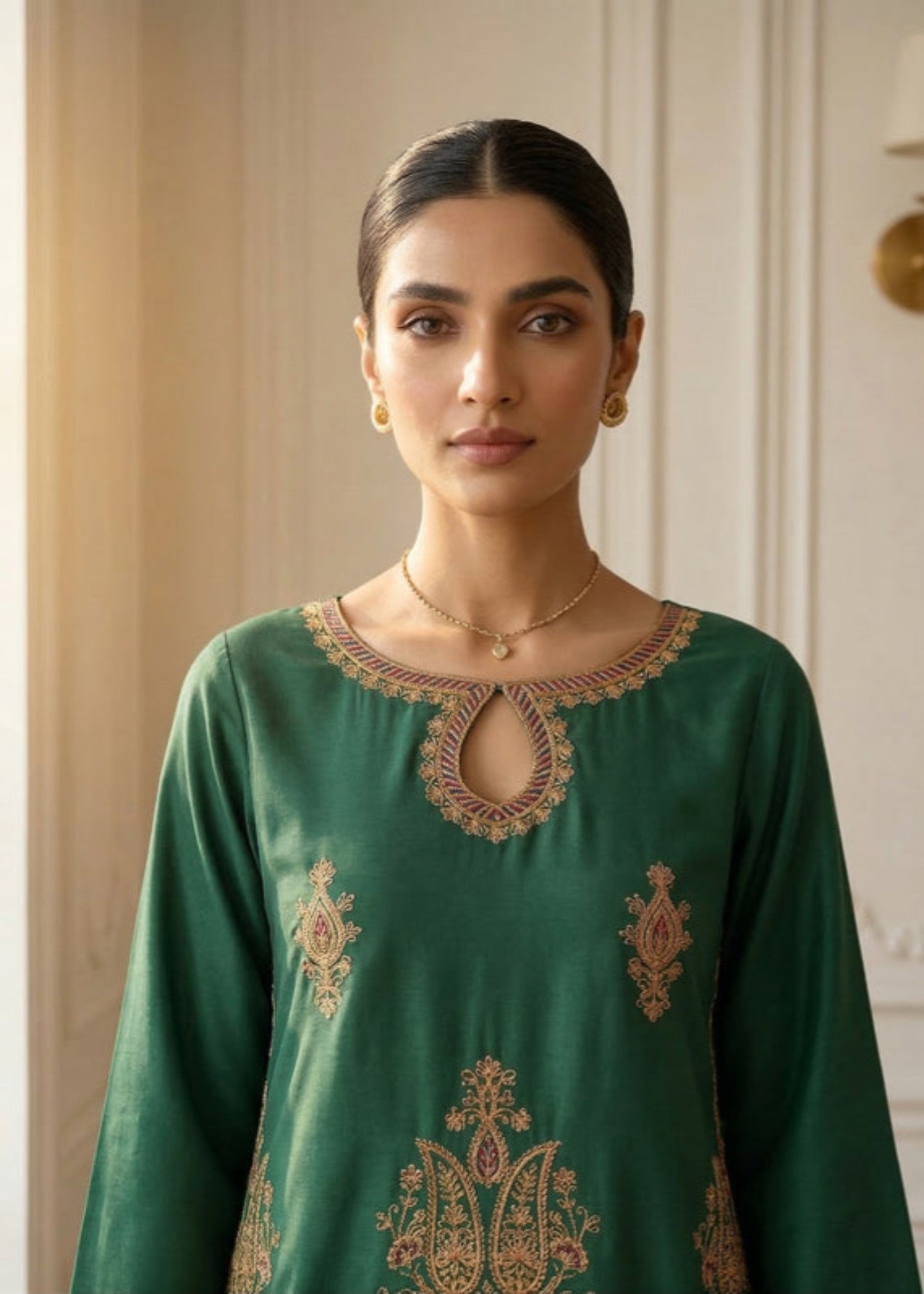 cotton dobby Kurta Set in Apple green