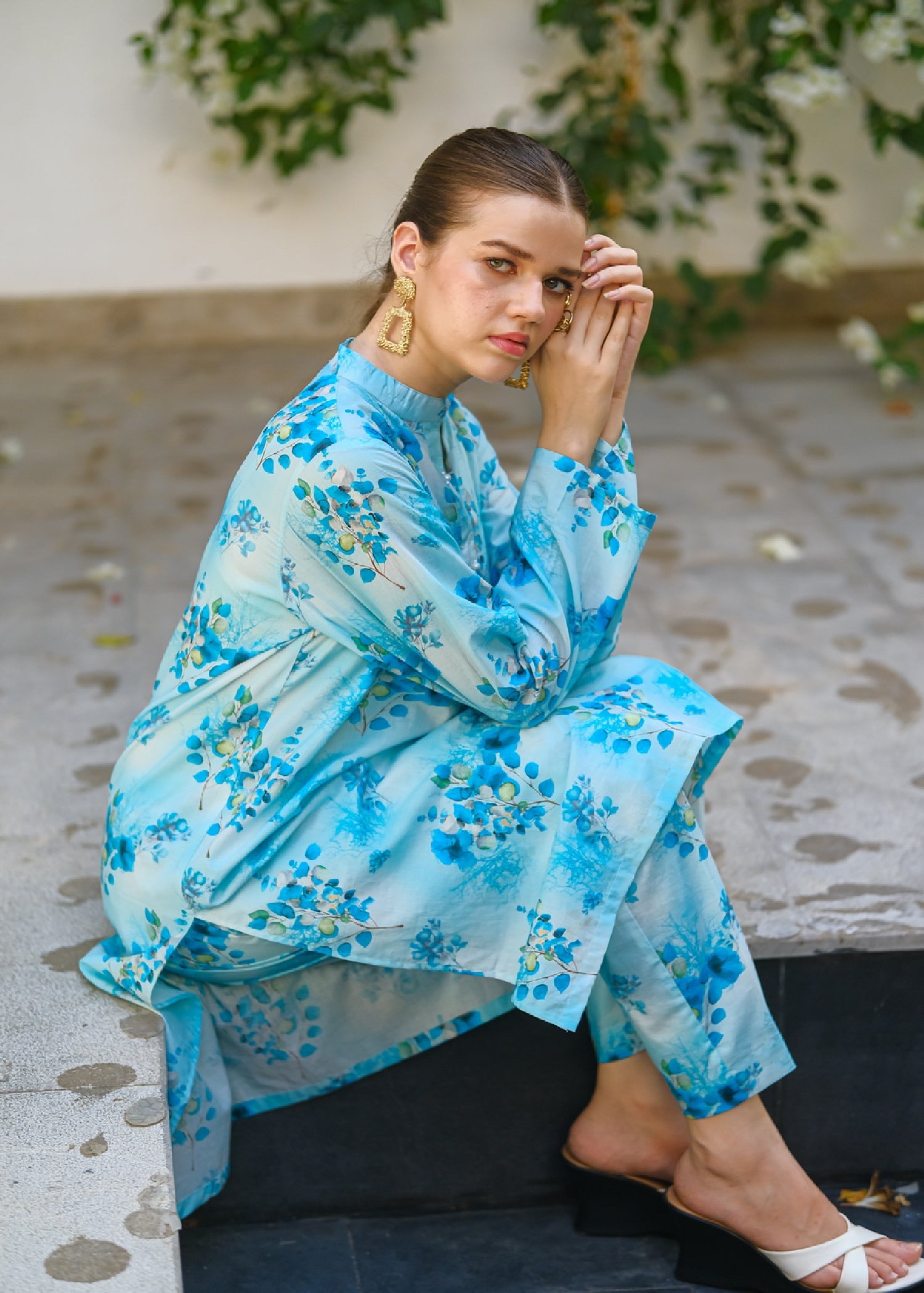 lawn Co Ord Sets in Sky blue
