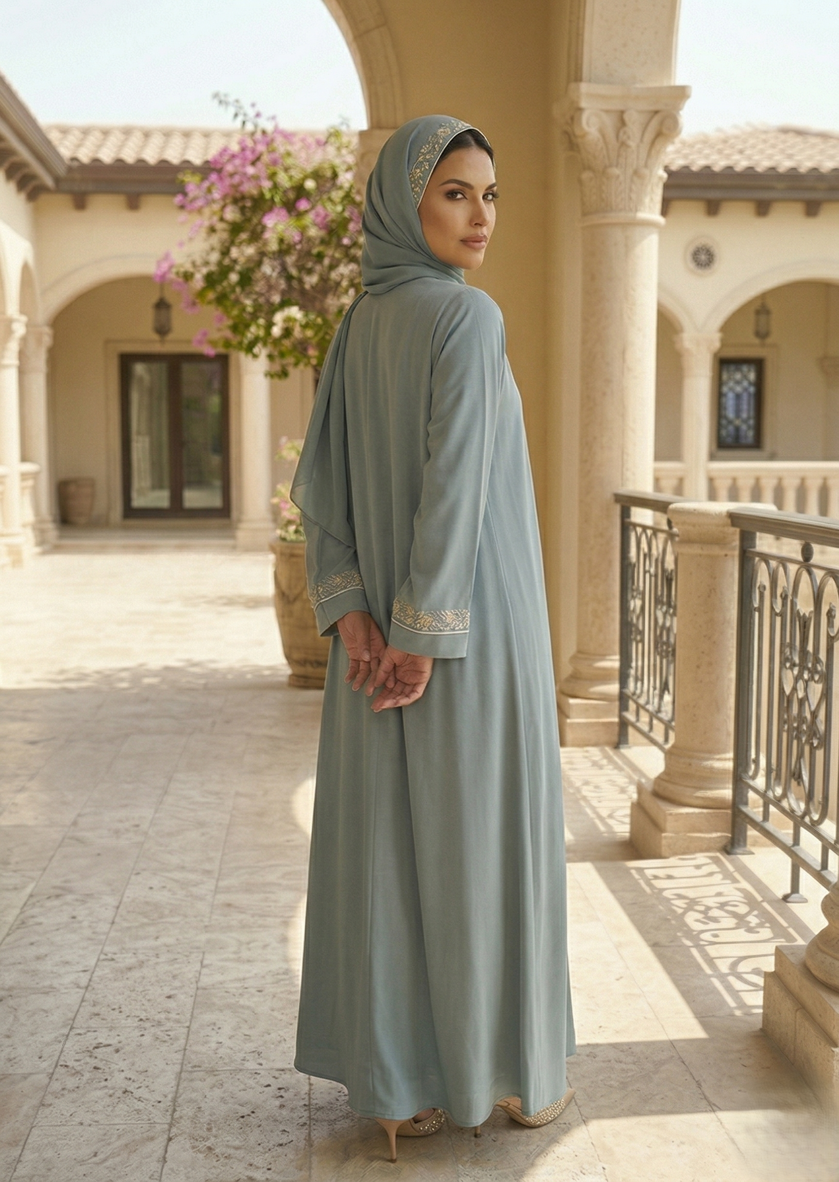 nidha Abaya in Sky blue