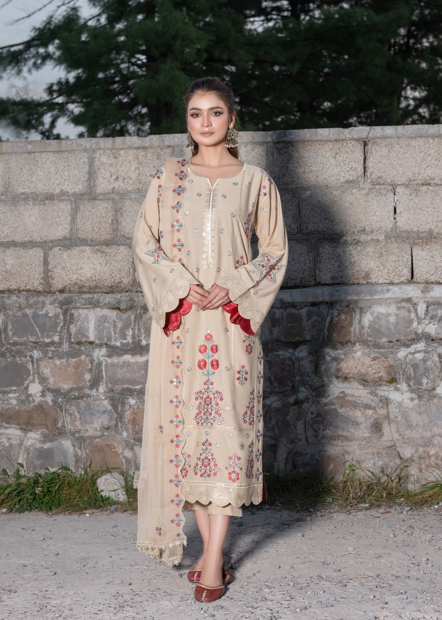 viscose Kurta Set in Beige