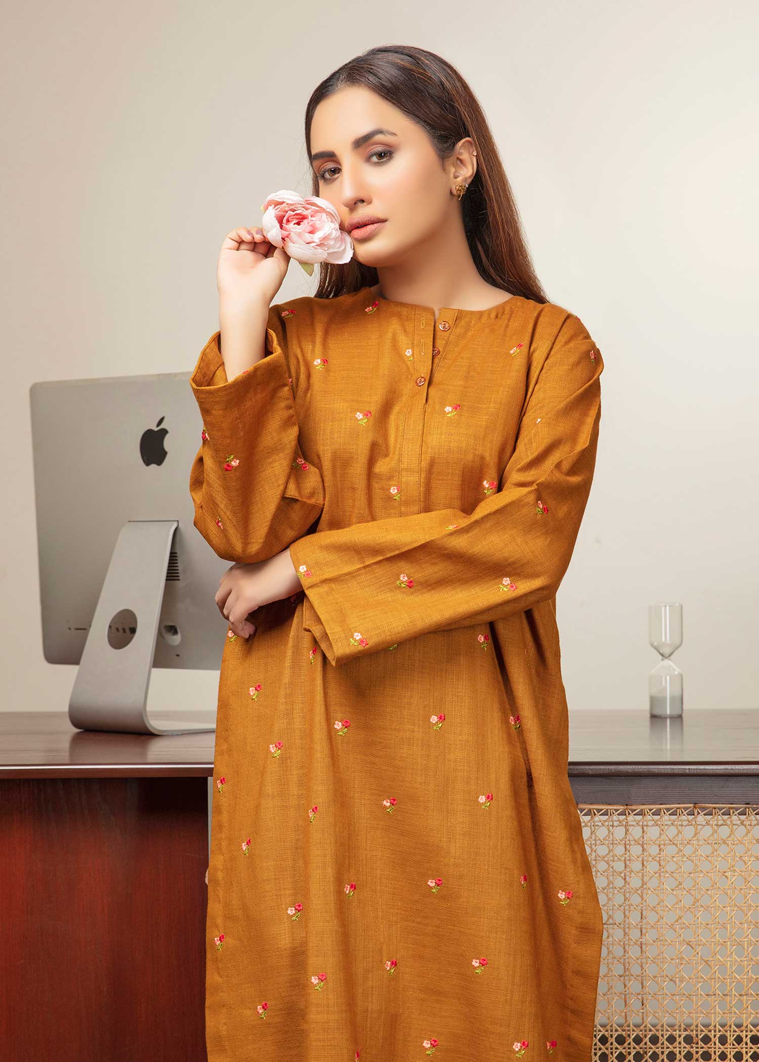 khaddar Co Ord Sets in Burnt orange
