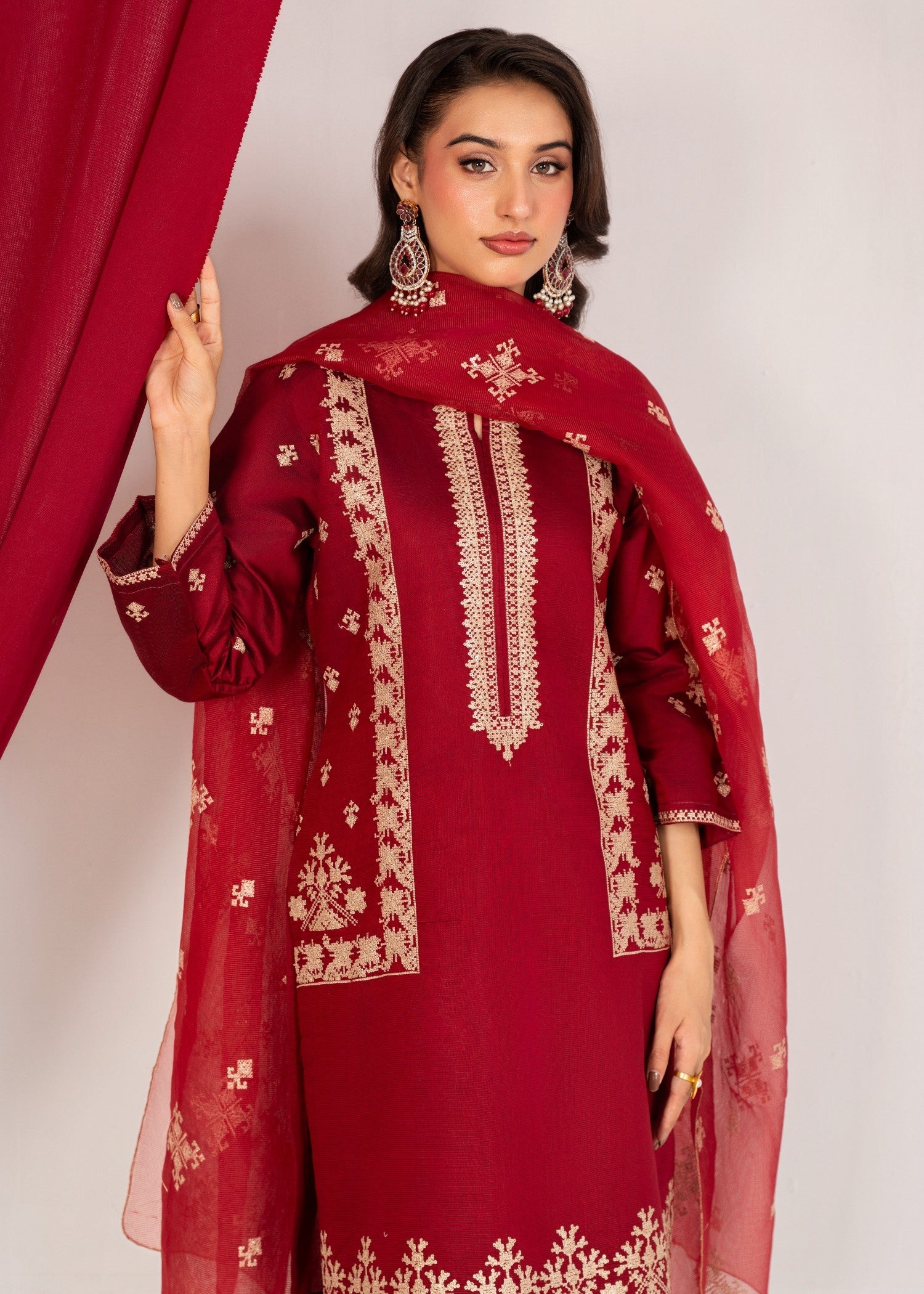 cotton masuri Kurta Set in Maroon