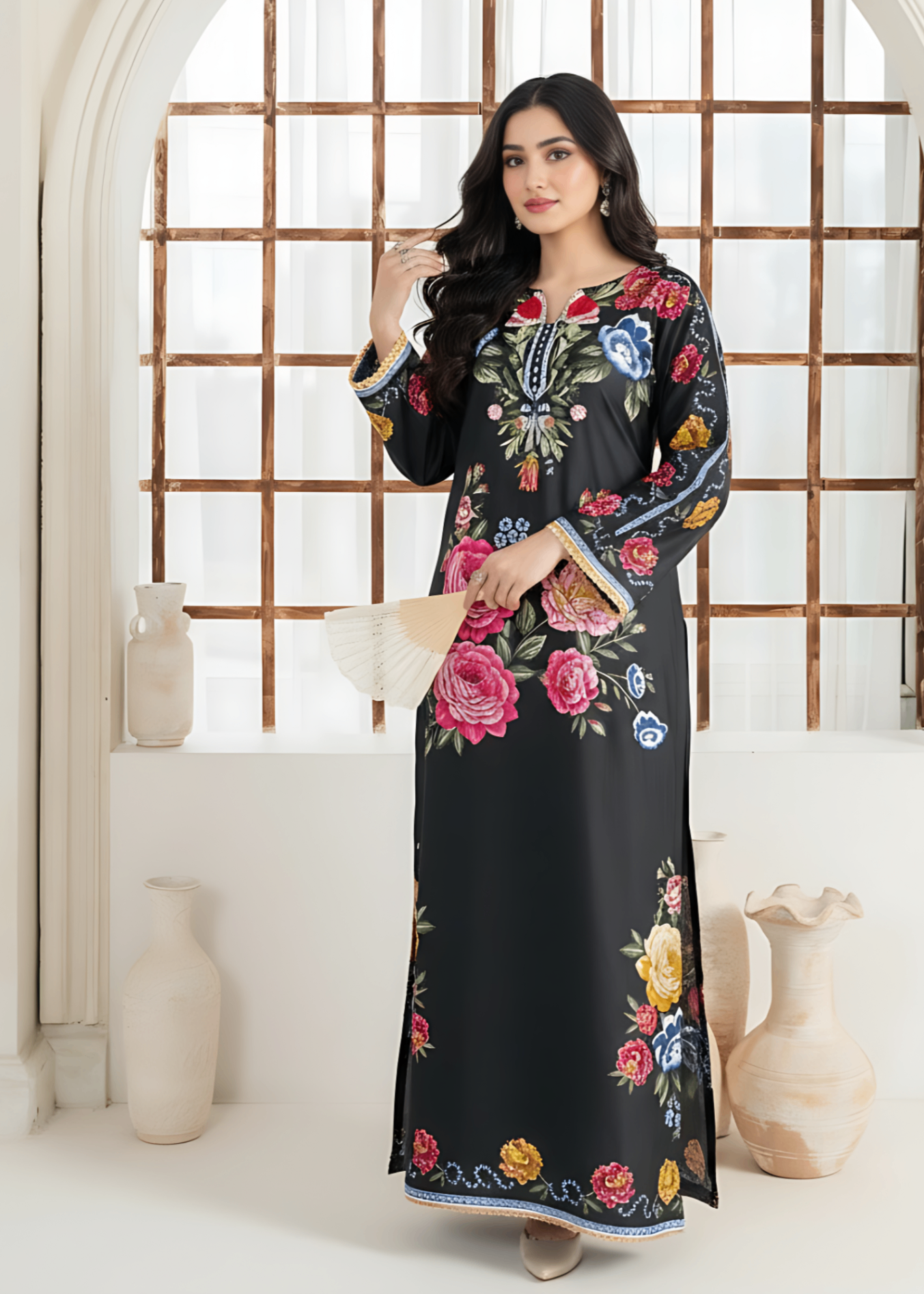silk Kurti in Jet black