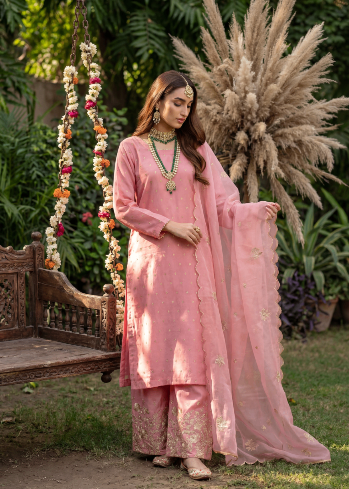 kattan silk Kurta Set in Tea rose pink