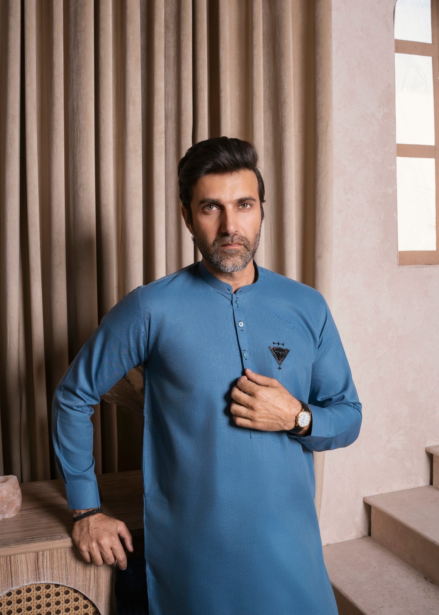 wash & wear Shalwar Kameez in Steal grey