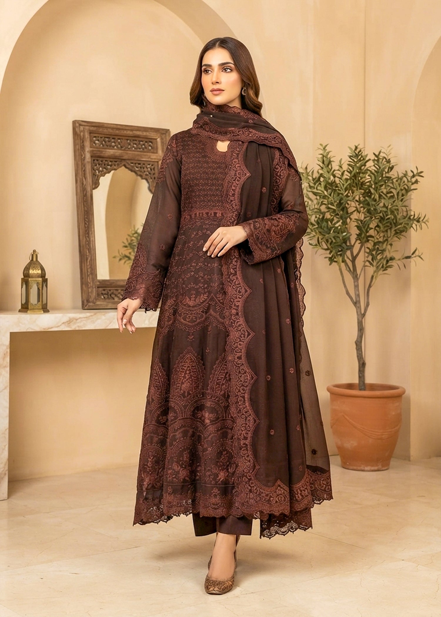 chiffon Maxi in Dark brown