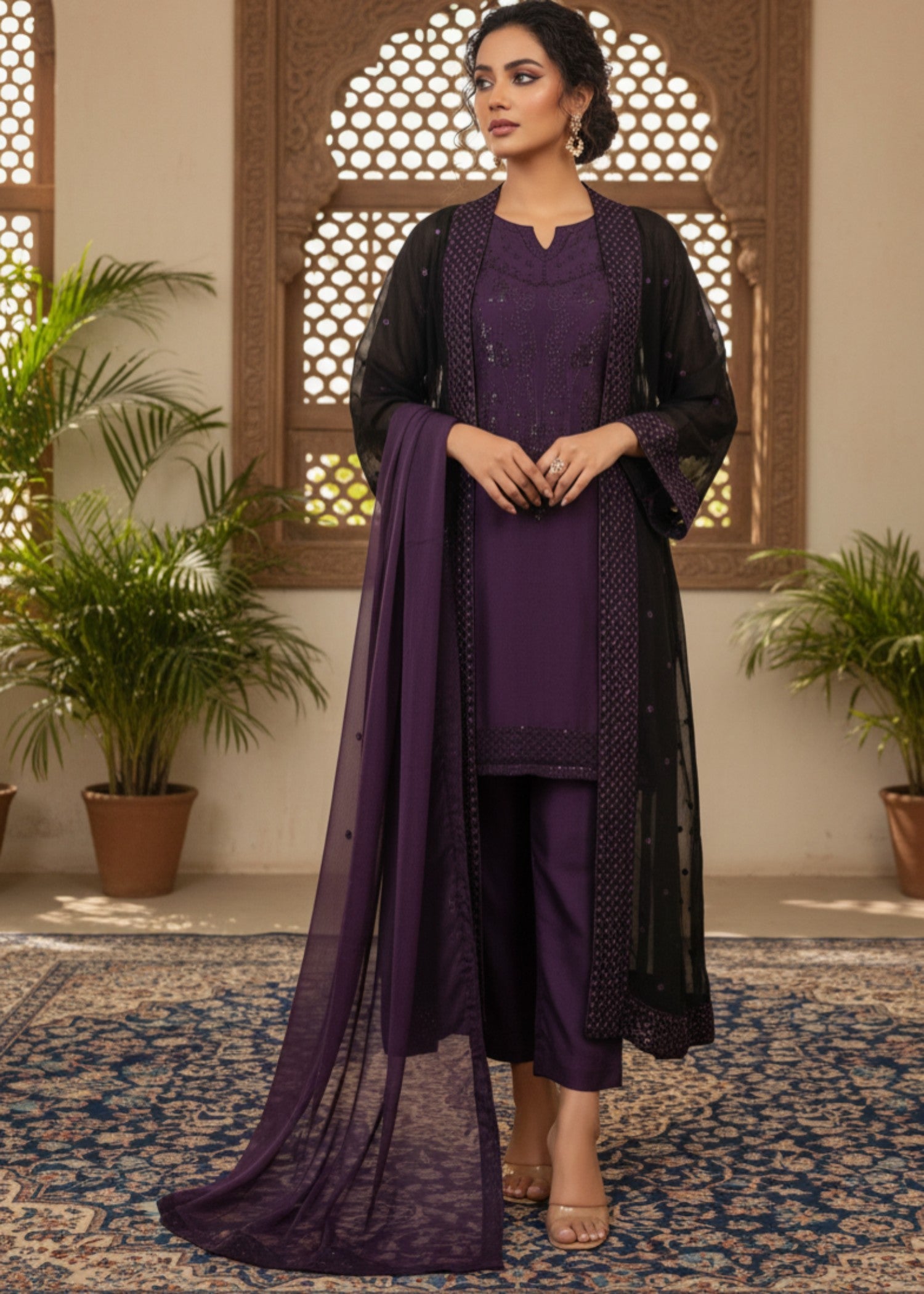 viscose Gown in Plum