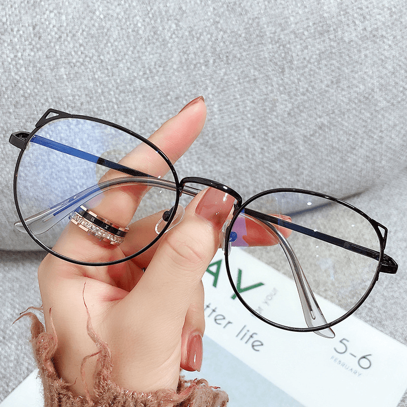 Stylish Women's Anti-Blue Light White Flat Mirror Glasses for Eye Protection