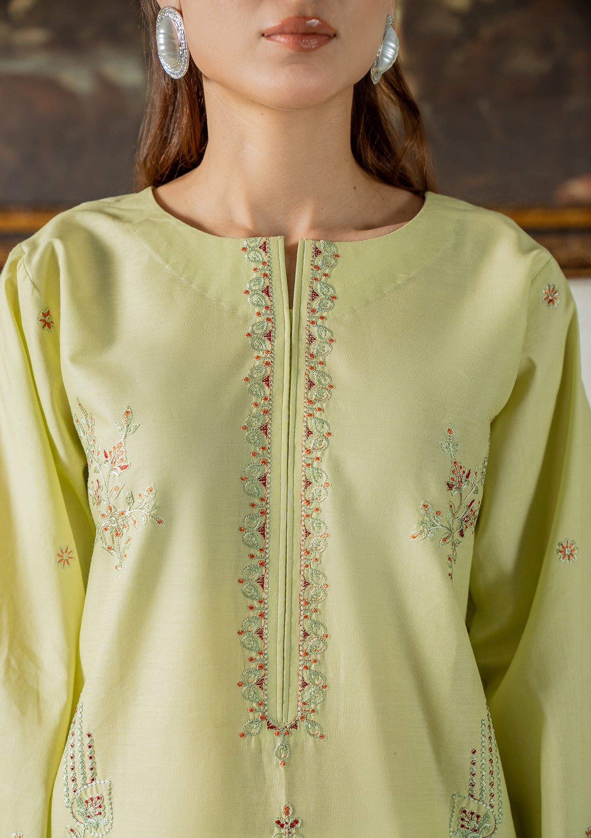 cotton Kurta Set in Pistachio green
