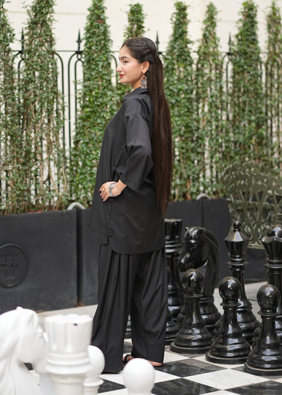 wash & wear Kurta Set in Black
