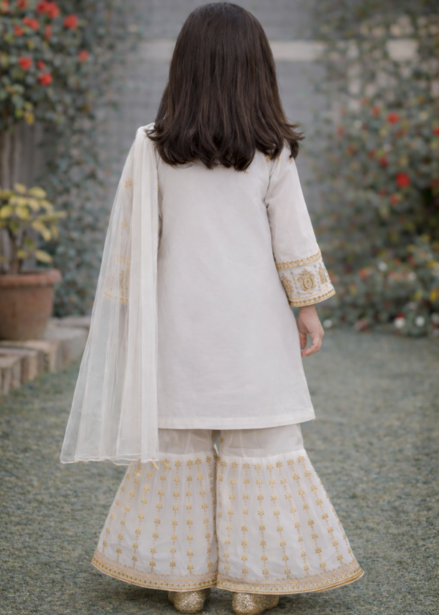 chiffon Gharara in White