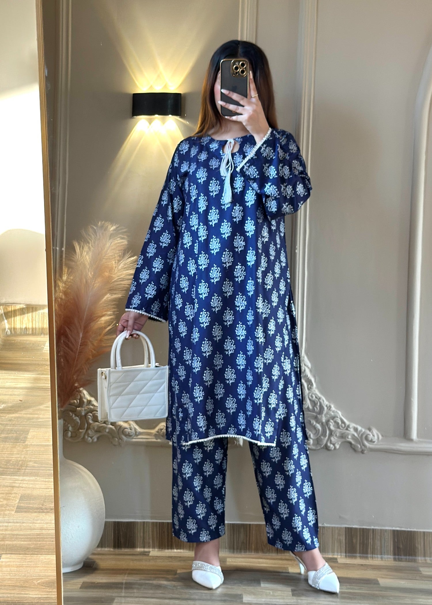 arabic lawn Co Ord Sets in Navy blue