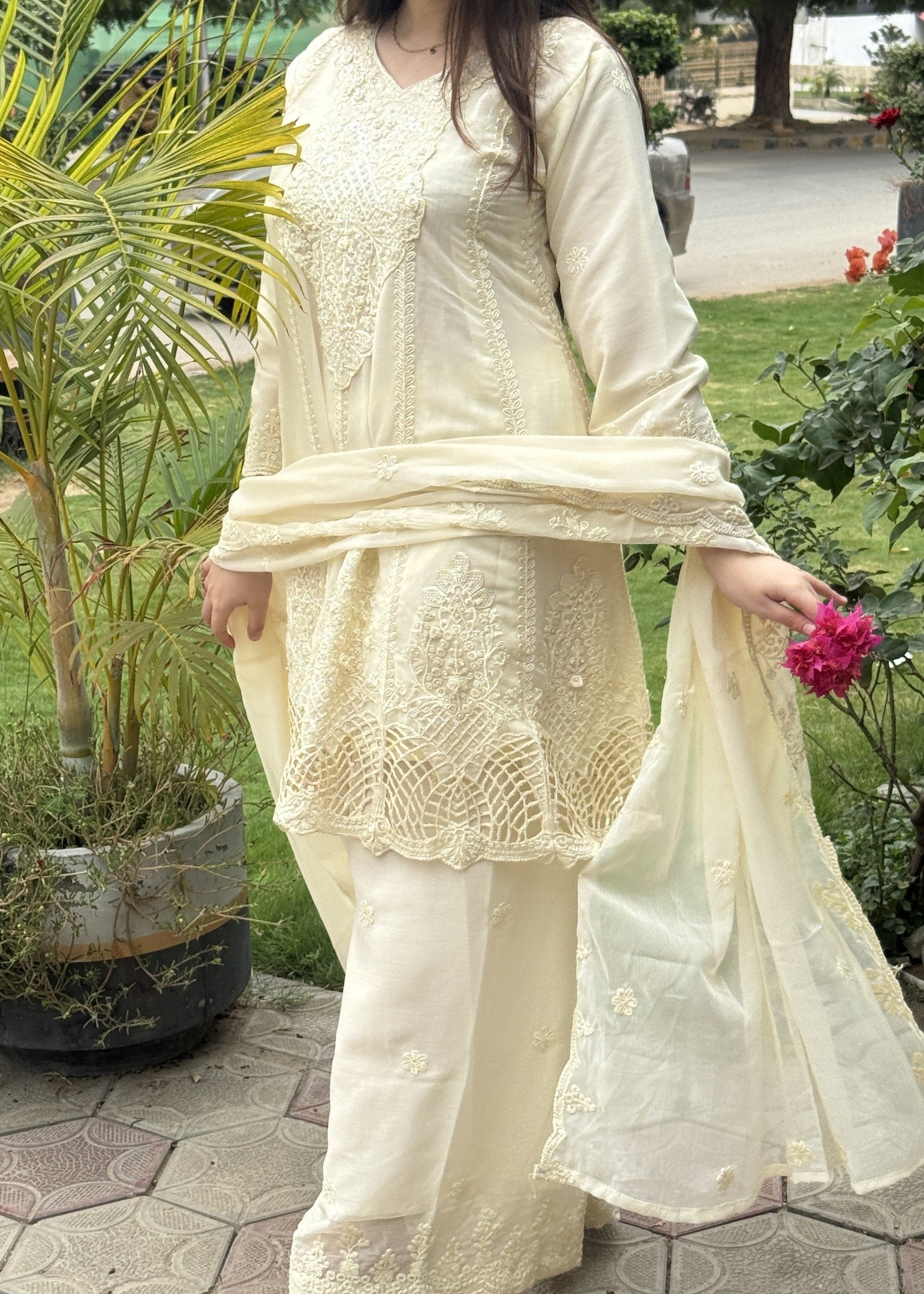 chiffon Short Frock in Buttercream