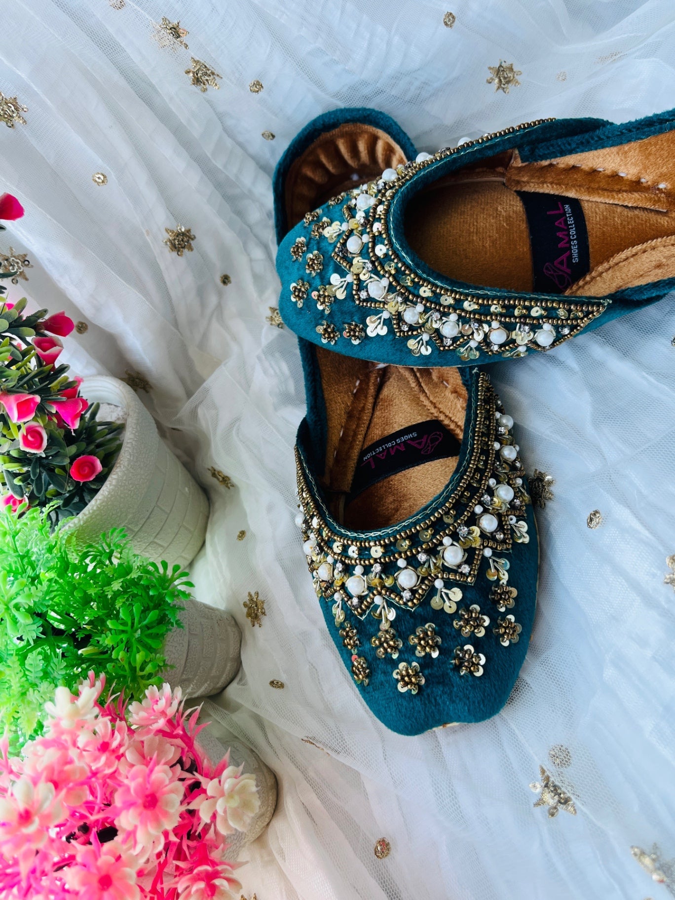 Khussa in Sea green by - High Quality Women Khussa XUW8888