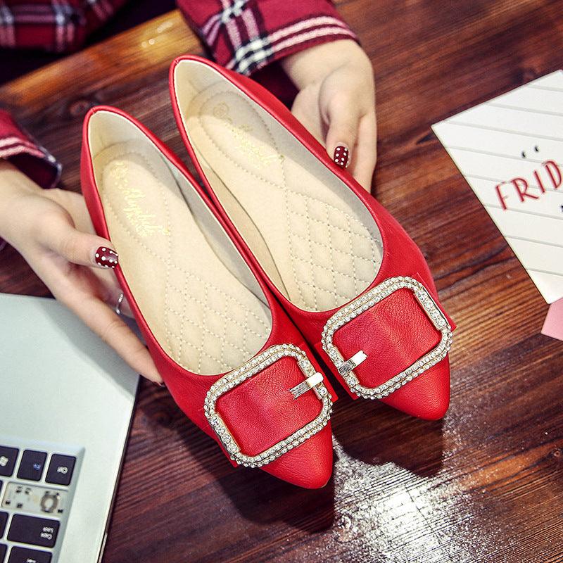 Pointed Toe Single Shoes Flat Korean Version of All-match Peas Shoes