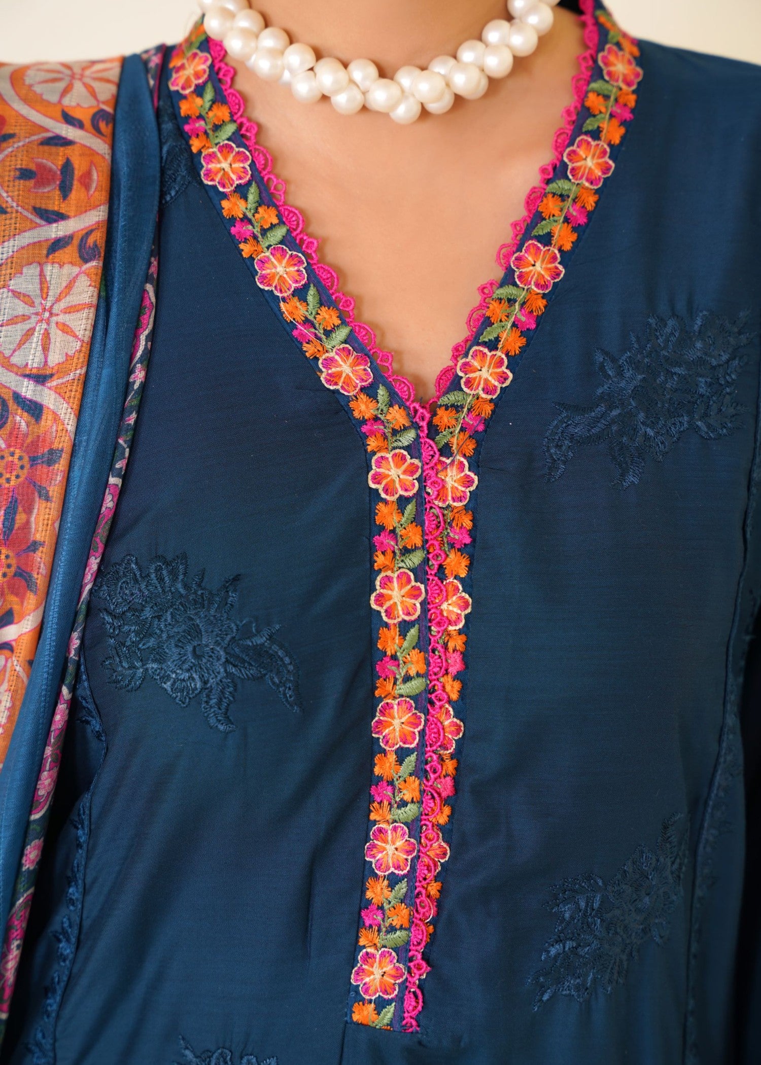 viscose Kurta Set in Midnight blue