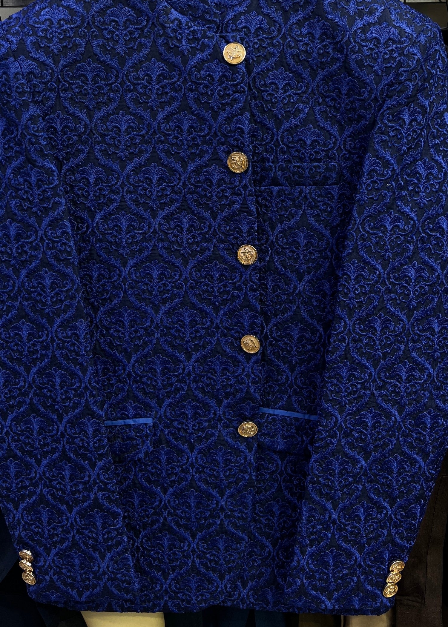 raw silk Prince Coat in Royal blue