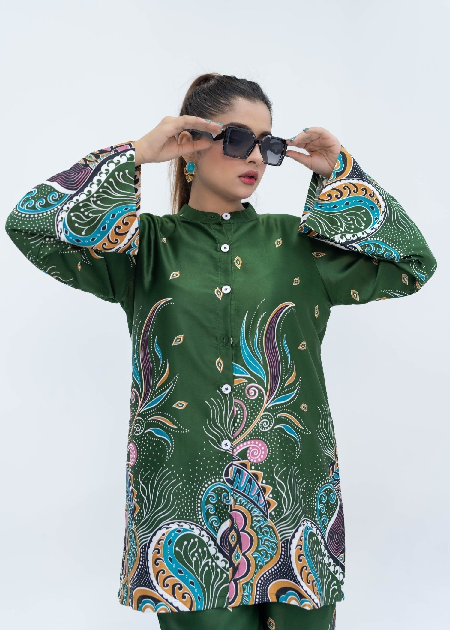 viscose thai silk Co ord Sets in Green